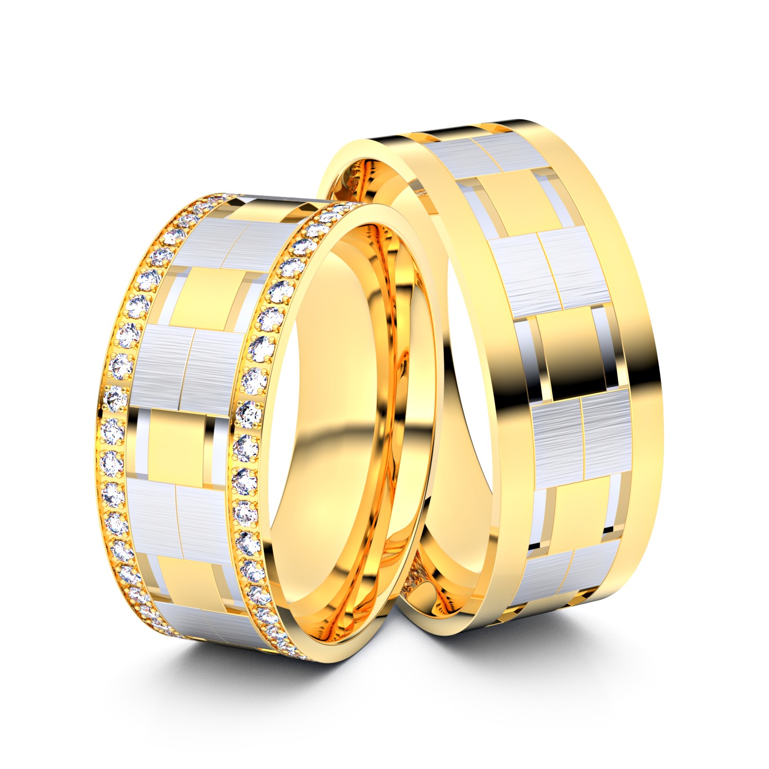 Brillanten-Trauringe 750er Gelbgold-Weißgold – opt. mit Gravur, Farbe, wählbarer Reinheitsstufe & hochwertigem Holzetui Unkategorisiert online kaufen