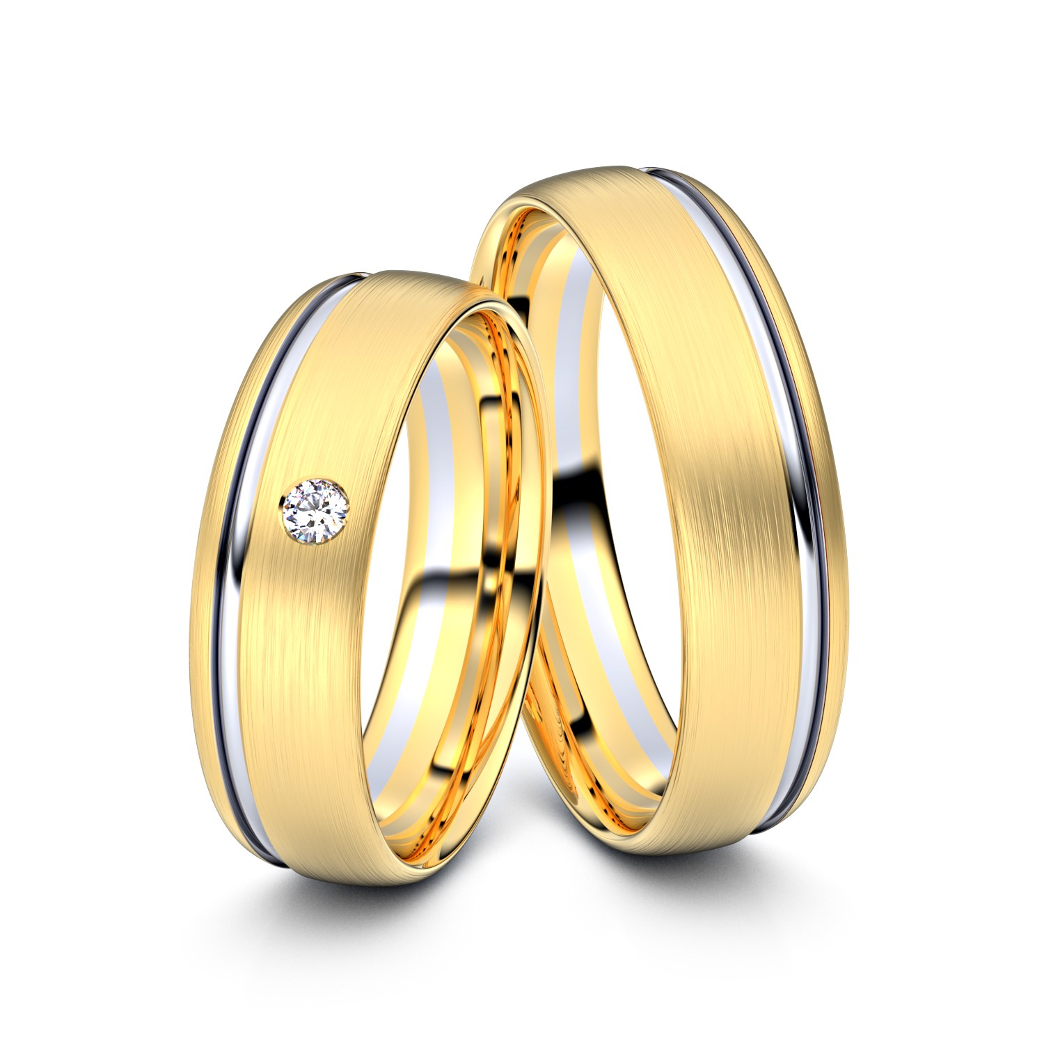 Brillanten-Trauringe 750er Gelbgold-Weißgold – opt. mit Gravur, Farbe, wählbarer Reinheitsstufe & hochwertigem Holzetui Unkategorisiert online kaufen