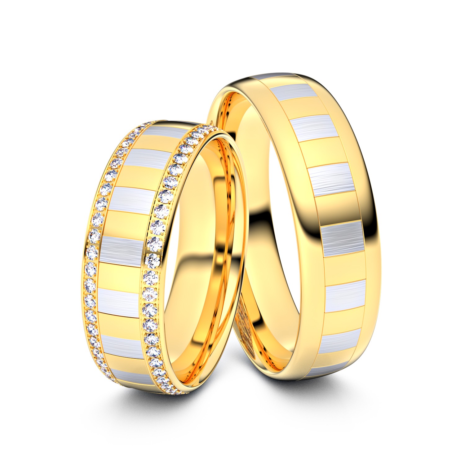 Brillanten-Trauringe 750er Gelbgold-Weißgold – opt. mit Gravur, Farbe, wählbarer Reinheitsstufe & hochwertigem Holzetui Unkategorisiert online kaufen