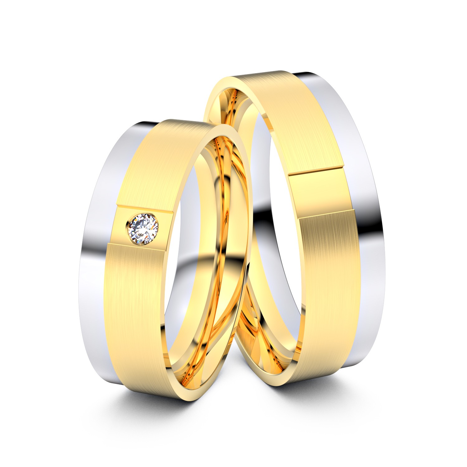 Brillanten-Trauringe 750er Gelbgold-Weißgold – opt. mit Gravur, Farbe, wählbarer Reinheitsstufe & hochwertigem Holzetui Unkategorisiert online kaufen