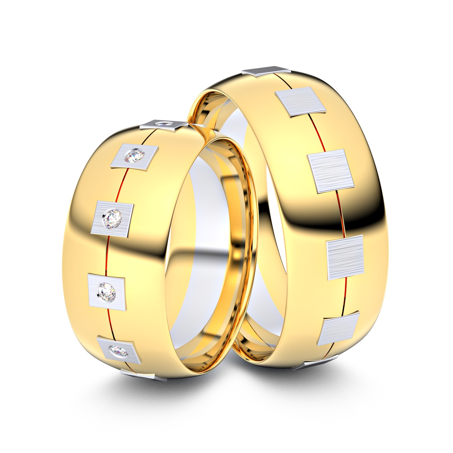 Brillanten-Trauringe 750er Gelbgold-Weißgold – opt. mit Gravur, Farbe, wählbarer Reinheitsstufe & hochwertigem Holzetui Unkategorisiert online kaufen