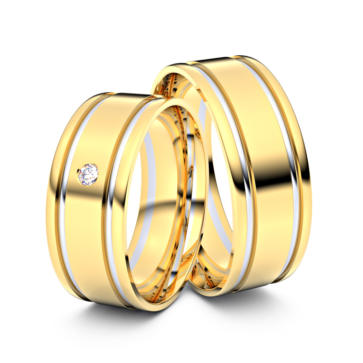 Brillanten-Trauringe 750er Gelbgold-Weißgold – opt. mit Gravur, Farbe, wählbarer Reinheitsstufe & hochwertigem Holzetui Unkategorisiert online kaufen
