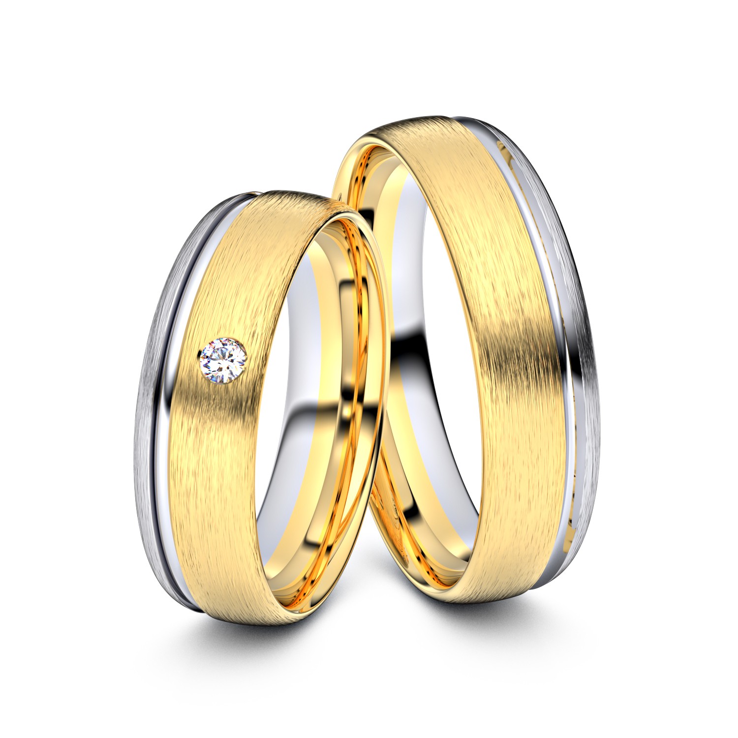 Brillanten-Trauringe 750er Gelbgold-Weißgold – opt. mit Gravur, Farbe, wählbarer Reinheitsstufe & hochwertigem Holzetui Unkategorisiert online kaufen