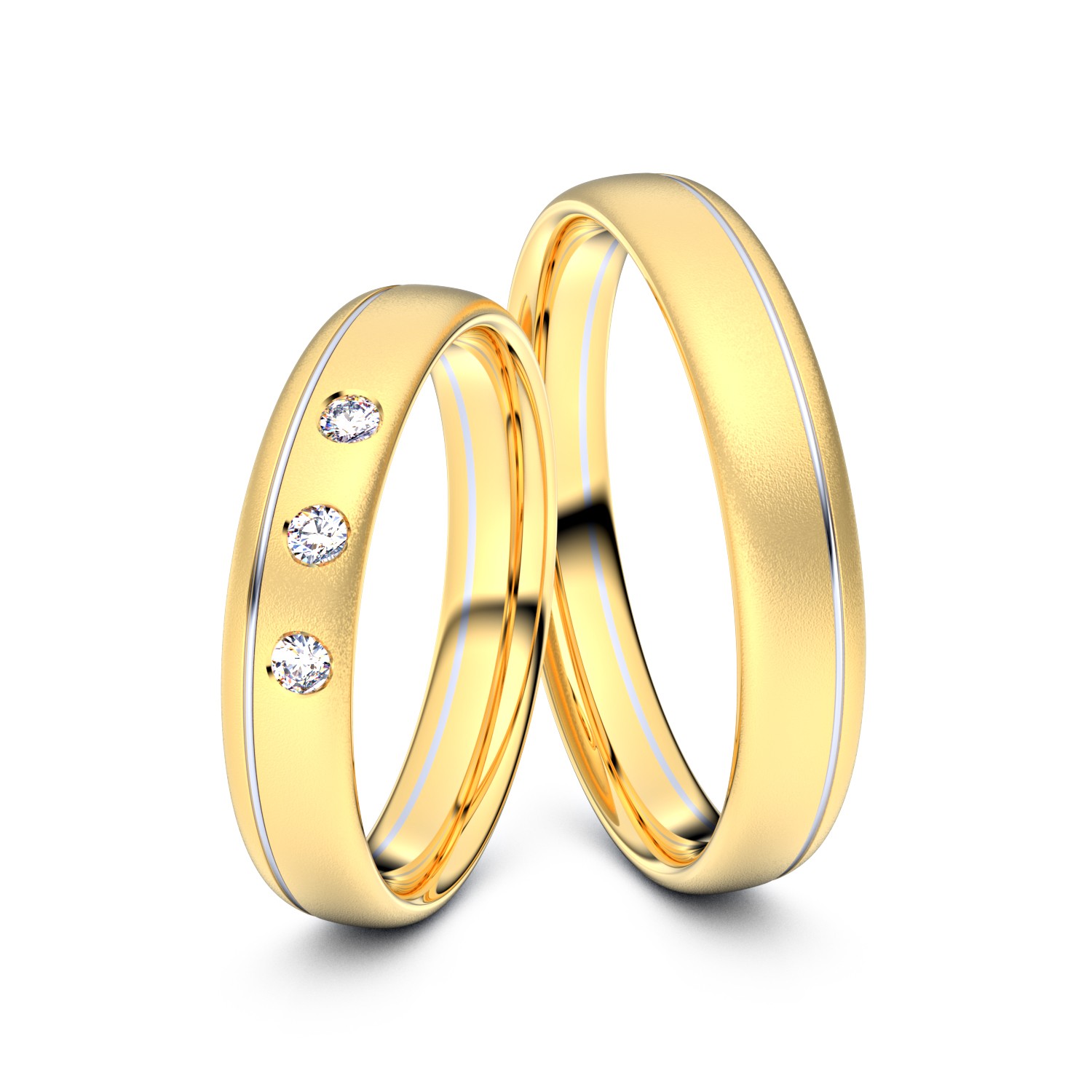 Brillanten-Trauringe 750er Gelbgold-Weißgold – opt. mit Gravur, Farbe, wählbarer Reinheitsstufe & hochwertigem Holzetui Unkategorisiert online kaufen