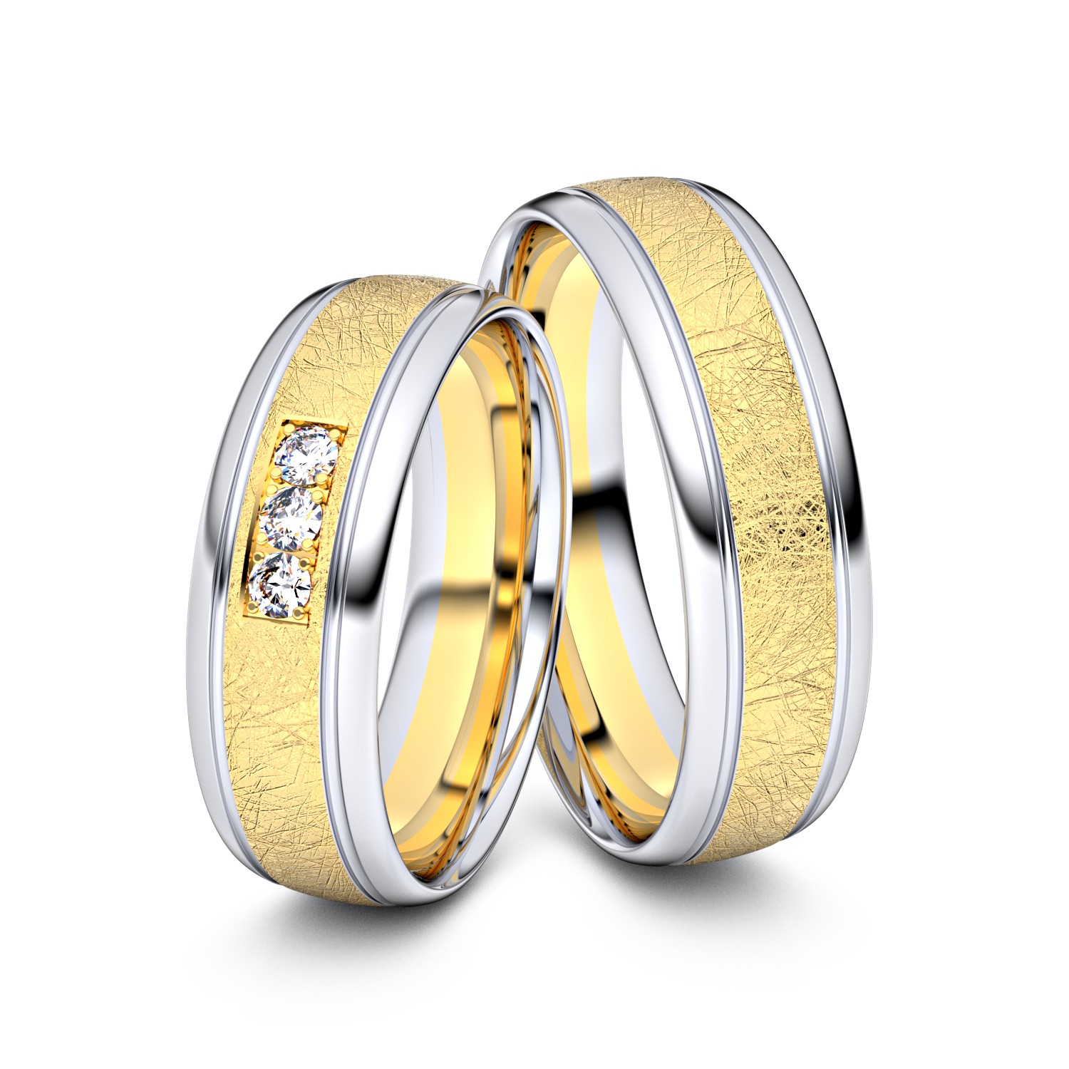 Brillanten-Trauringe 750er Gelbgold-Weißgold – opt. mit Gravur, Farbe, wählbarer Reinheitsstufe & hochwertigem Holzetui Unkategorisiert online kaufen