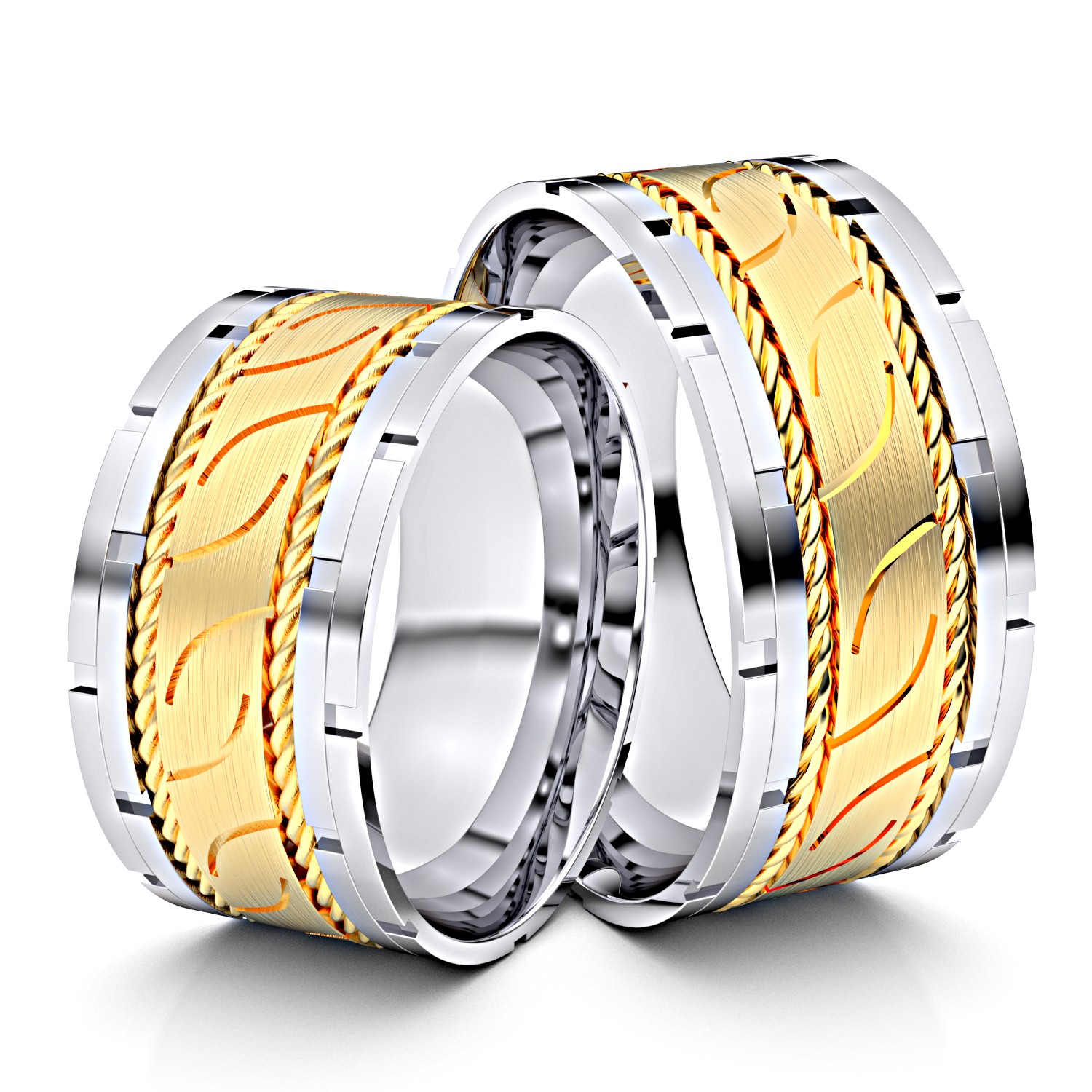 Brillanten-Trauringe 750er Weißgold-Gelbgold – opt. mit Gravur, Farbe, wählbarer Reinheitsstufe & hochwertigem Holzetui Unkategorisiert online kaufen