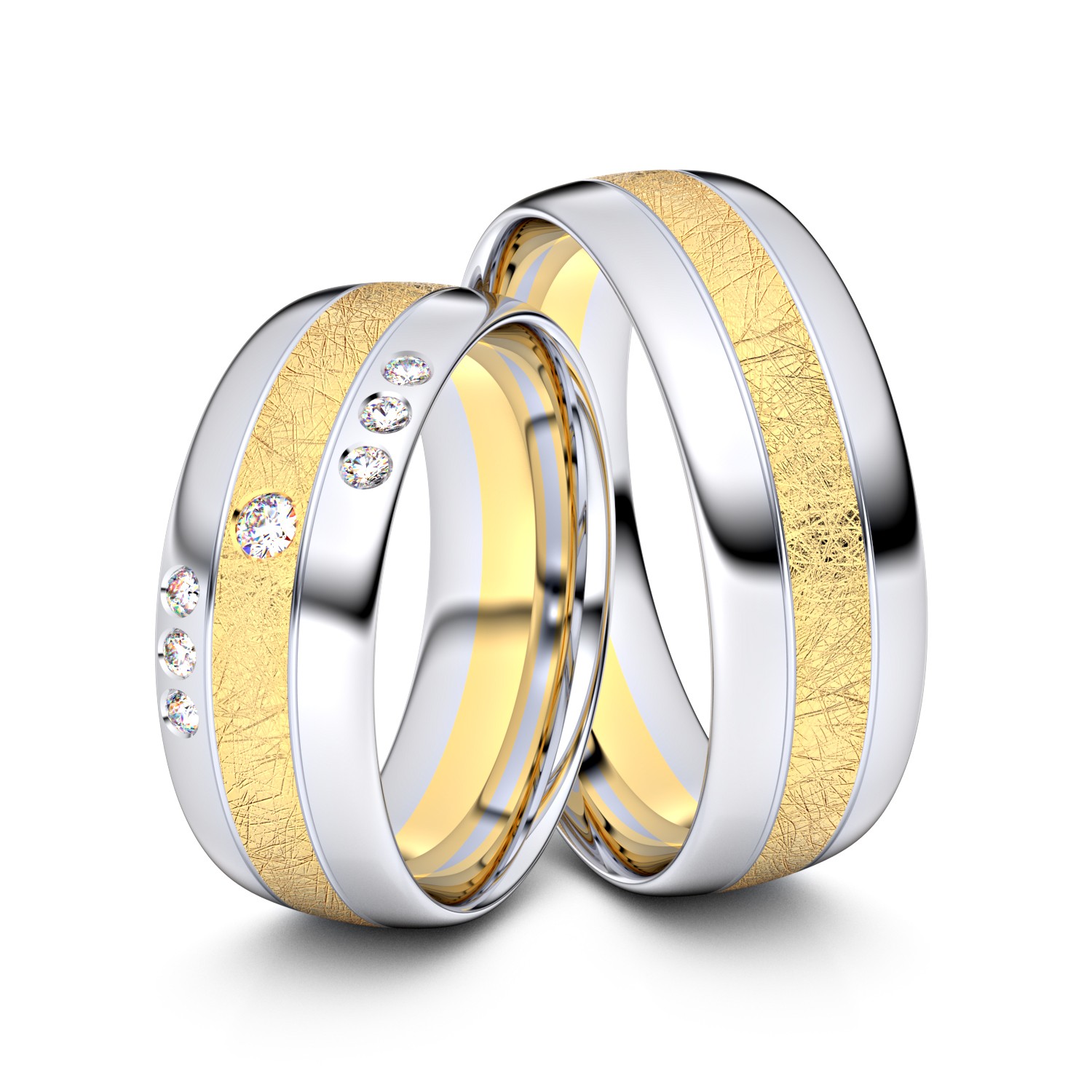 Brillanten-Trauringe 750er Weißgold-Gelbgold – opt. mit Gravur, Farbe, wählbarer Reinheitsstufe & hochwertigem Holzetui Unkategorisiert online kaufen