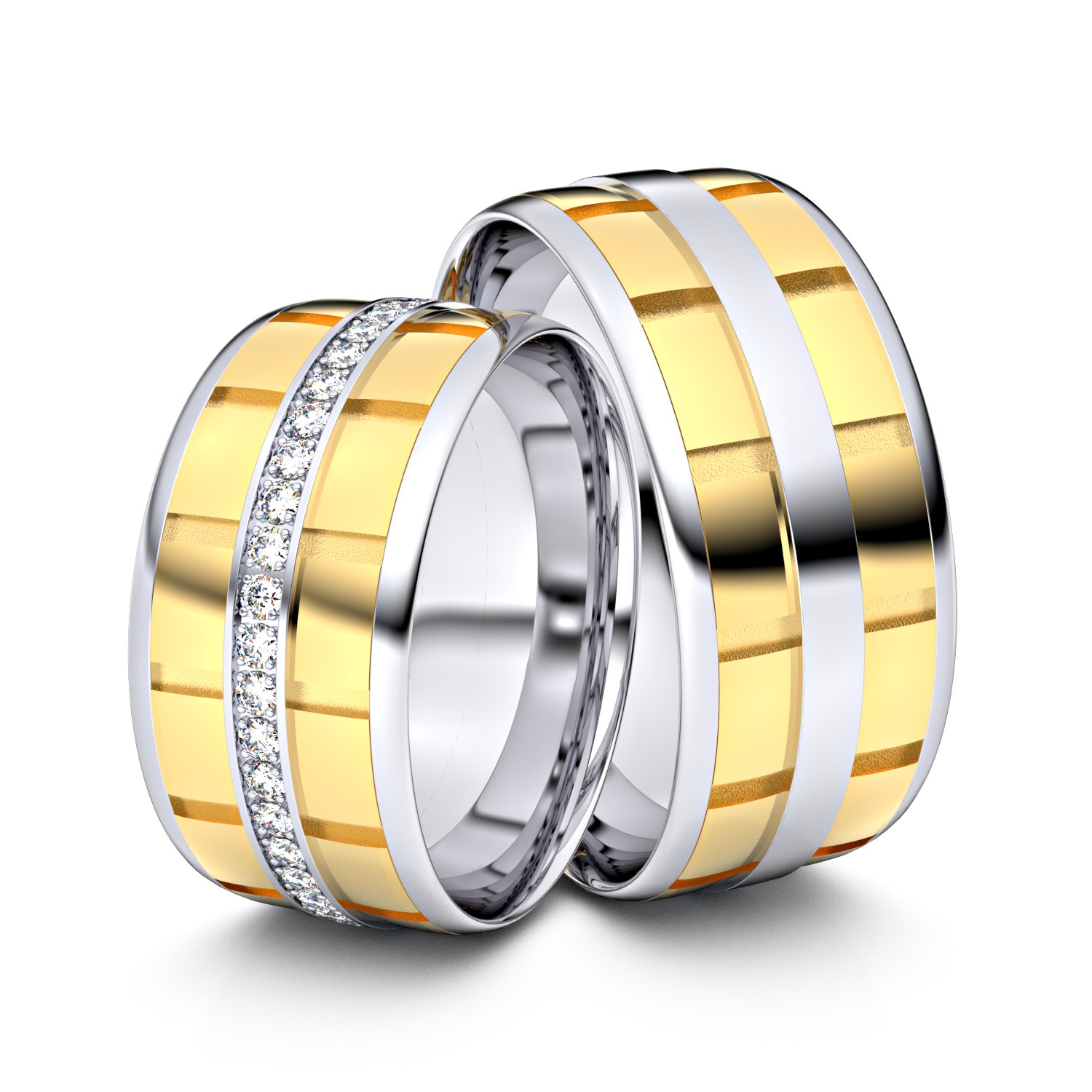 Brillanten-Trauringe 750er Weißgold-Gelbgold – opt. mit Gravur, Farbe, wählbarer Reinheitsstufe & hochwertigem Holzetui Unkategorisiert online kaufen