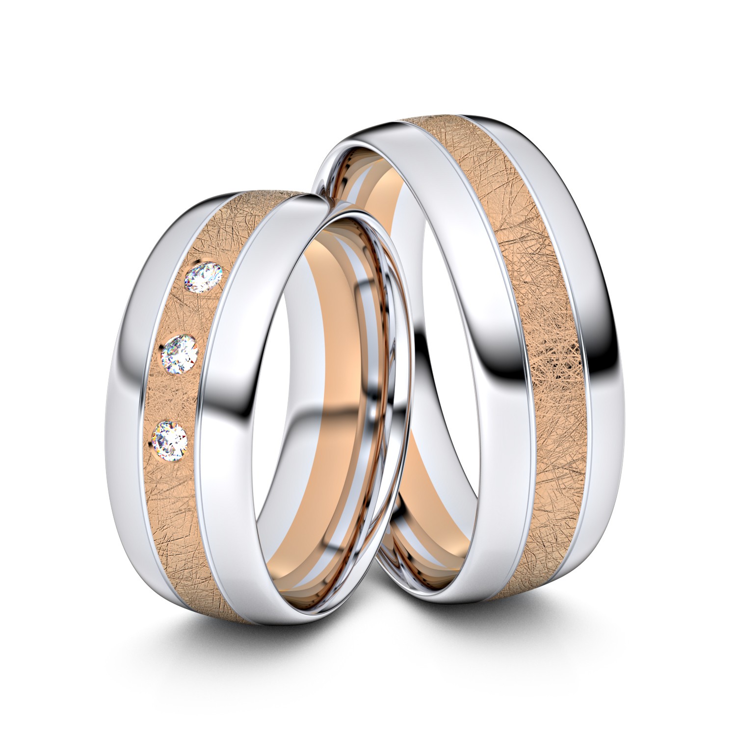 Brillanten-Trauringe 750er Weißgold-Rotgold – opt. mit Gravur, Farbe, wählbarer Reinheitsstufe & hochwertigem Holzetui Unkategorisiert online kaufen