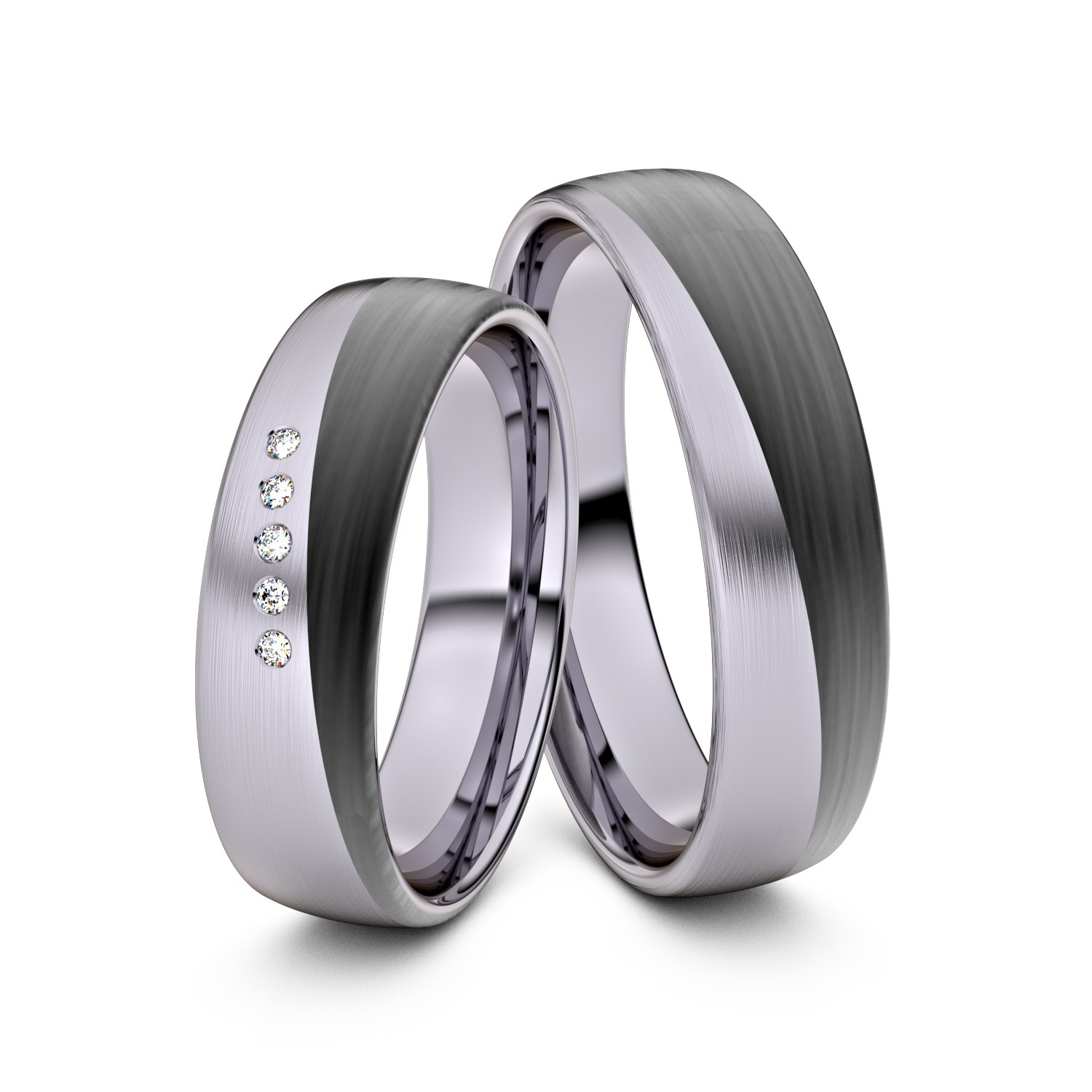 Brillanten-Trauringe 950er Palladium-Carbon – opt. mit Gravur, Farbe, wählbarer Reinheitsstufe & hochwertigem Holzetui Unkategorisiert online kaufen