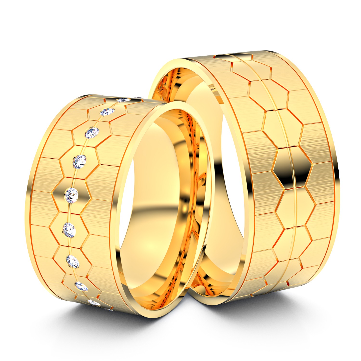 Brillanten-Trauringe Bienenwabe 333er Gelbgold – opt. mit Gravur, Farbe, wählbarer Reinheitsstufe & hochwertigem Holzetui Unkategorisiert online kaufen