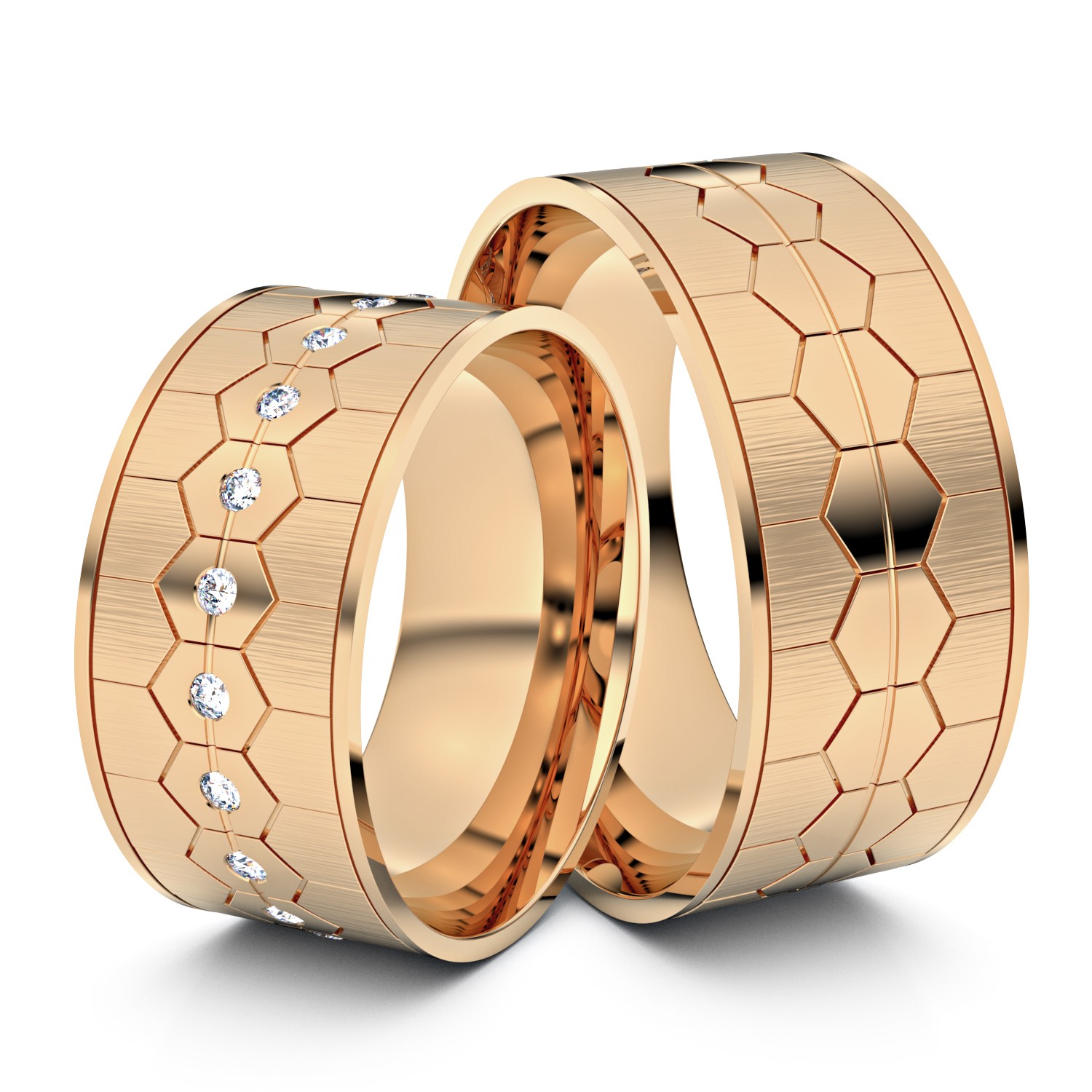 Brillanten-Trauringe Bienenwabe 333er Roségold – opt. mit Gravur, Farbe, wählbarer Reinheitsstufe & hochwertigem Holzetui Unkategorisiert online kaufen