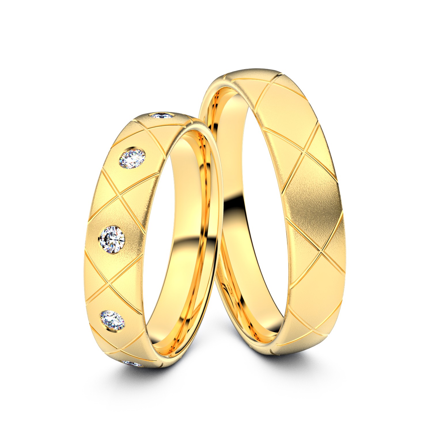 Brillanten-Trauringe Criss-Cross 585er Gelbgold – opt. mit Gravur, Farbe, wählbarer Reinheitsstufe & hochwertigem Holzetui Unkategorisiert online kaufen