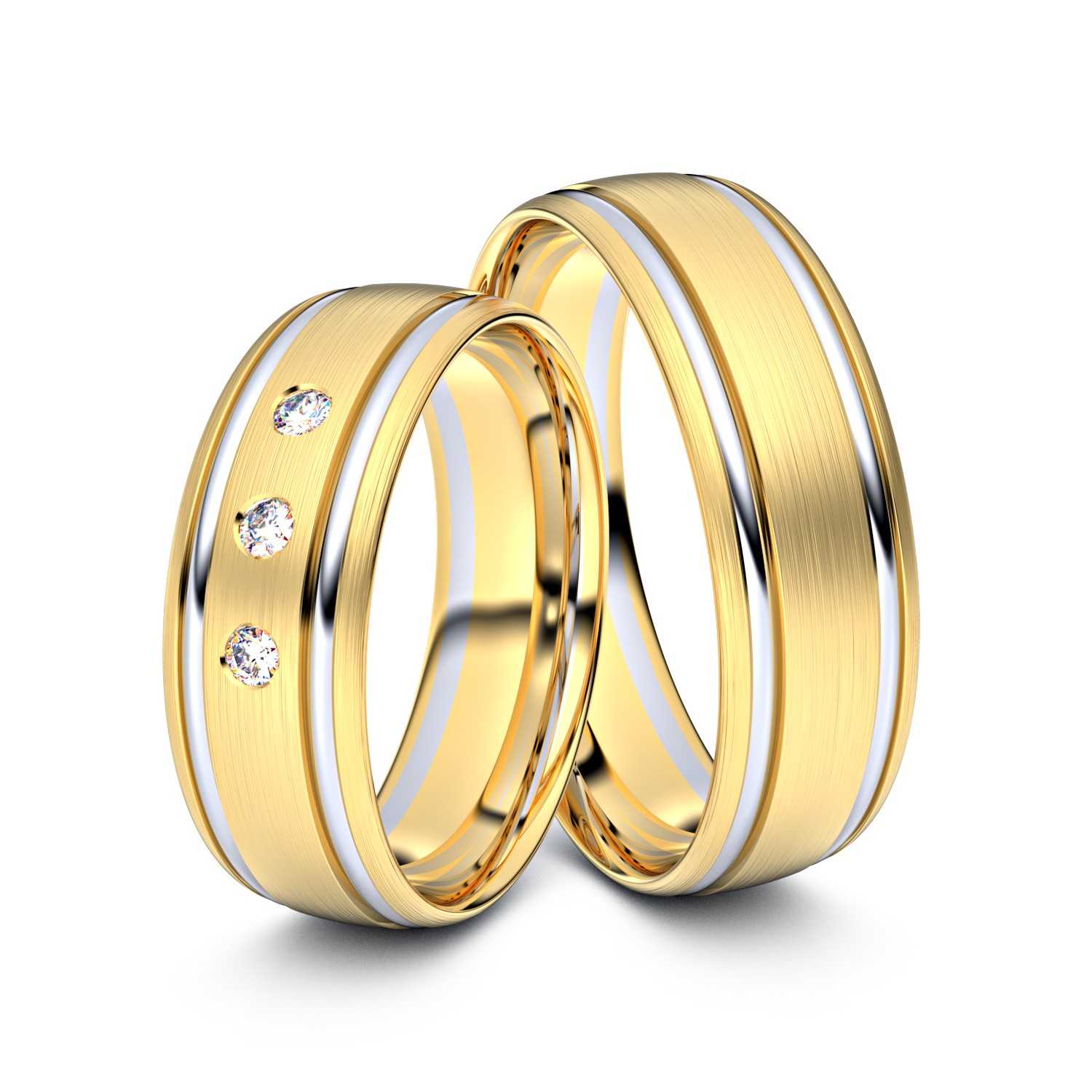 Brillanten-Trauringe Doppelfuge 585er Gelbgold-Weißgold – opt. mit Gravur, Farbe, wählbarer Reinheitsstufe & hochwertigem Holzetui Unkategorisiert online kaufen