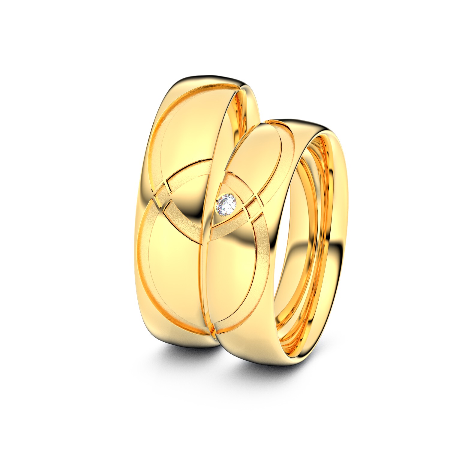 Brillanten-Trauringe Doppelring 585er Gelbgold – opt. mit Gravur, Farbe, wählbarer Reinheitsstufe & hochwertigem Holzetui Unkategorisiert online kaufen