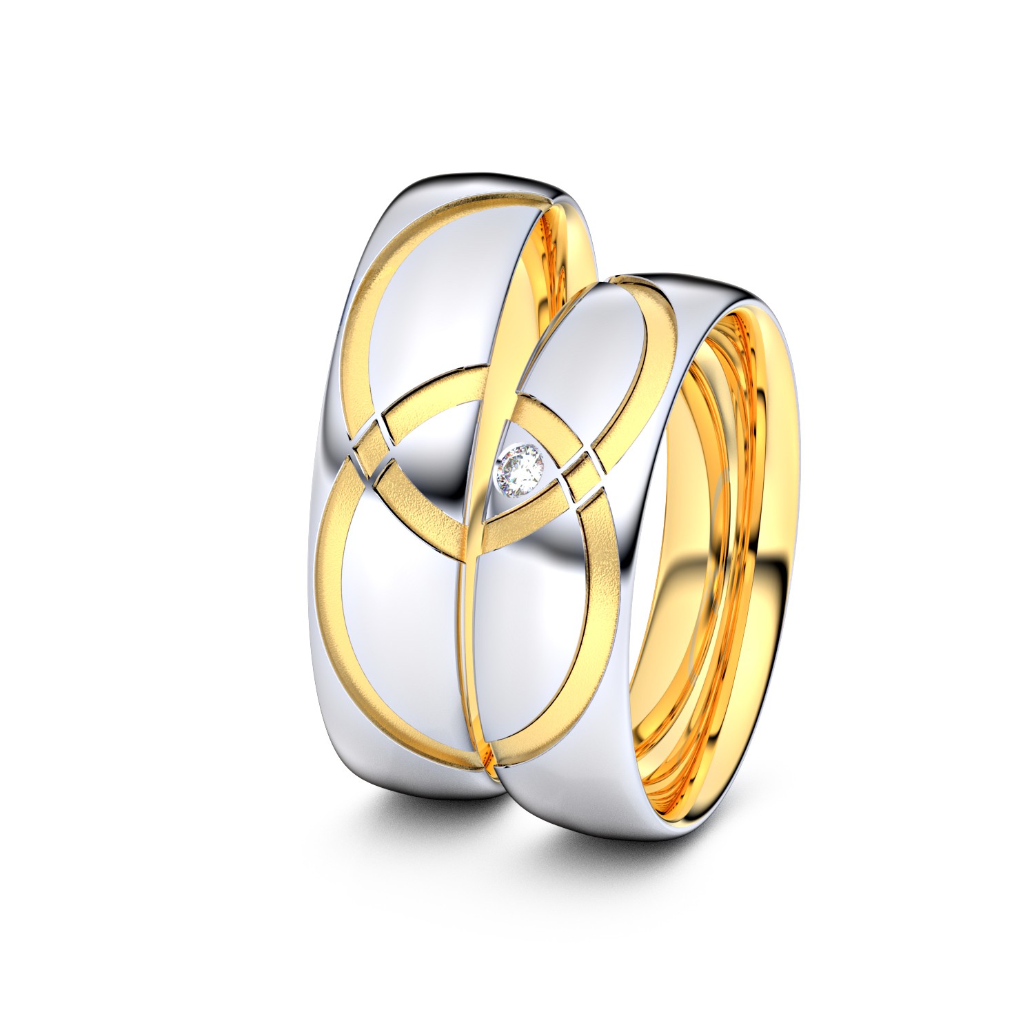 Brillanten-Trauringe Doppelring 585er Weißgold-Gelbgold – opt. mit Gravur, Farbe, wählbarer Reinheitsstufe & hochwertigem Holzetui Unkategorisiert online kaufen