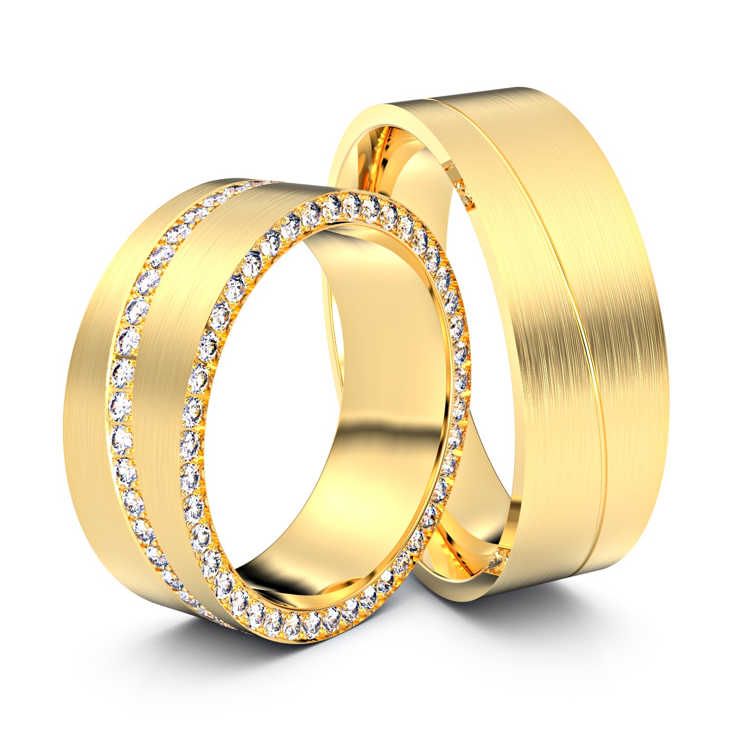 Brillanten-Trauringe Double Eternity 333er Gelbgold – opt. mit Gravur, Farbe, wählbarer Reinheitsstufe & hochwertigem Holzetui Unkategorisiert online kaufen