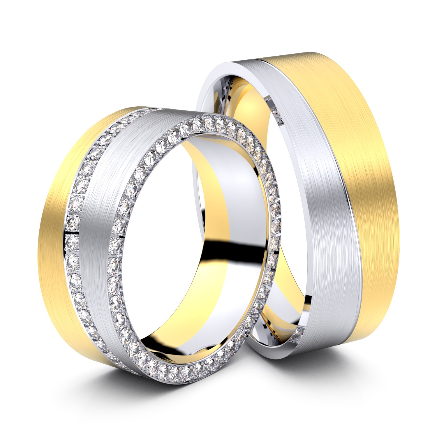 Brillanten-Trauringe Double Eternity 750er Gelbgold-Weißgold – opt. mit Gravur, Farbe, wählbarer Reinheitsstufe & hochwertigem Holzetui Unkategorisiert online kaufen