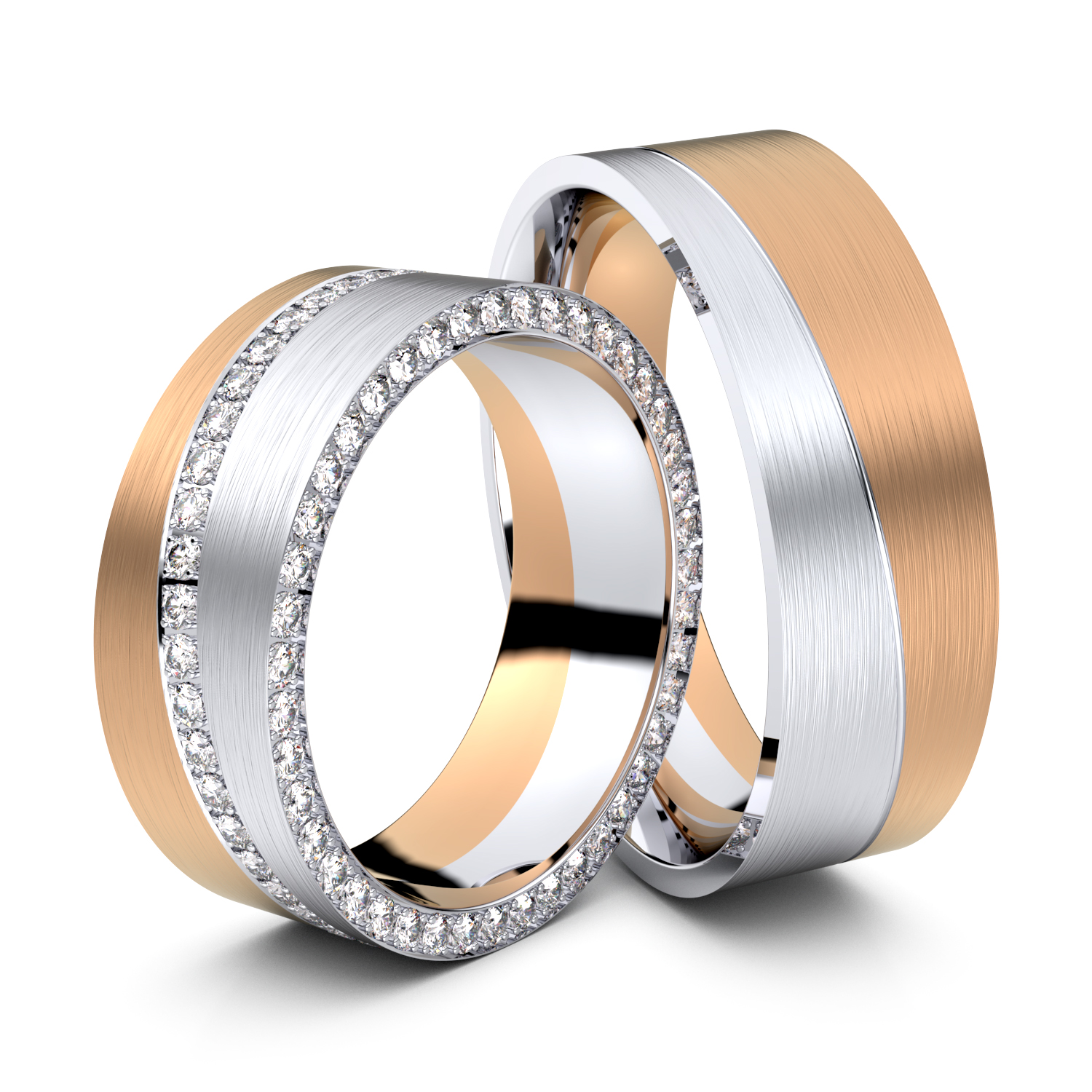 Brillanten-Trauringe Double Eternity 750er Rotgold-Weißgold – opt. mit Gravur, Farbe, wählbarer Reinheitsstufe & hochwertigem Holzetui Unkategorisiert online kaufen