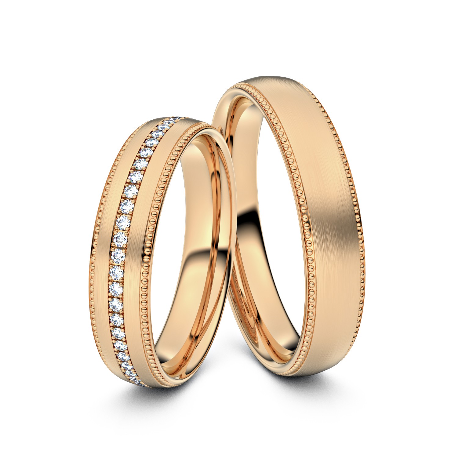 Brillanten-Trauringe Double Pearl 333er Roségold – opt. mit Gravur, Farbe, wählbarer Reinheitsstufe & hochwertigem Holzetui Unkategorisiert online kaufen