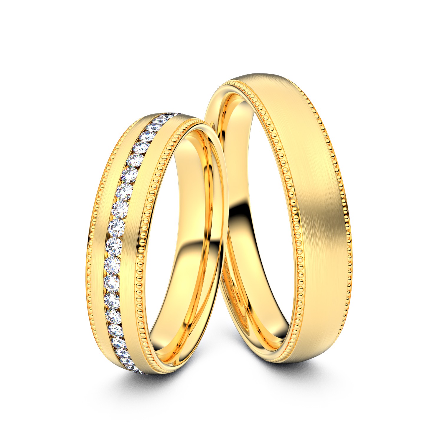 Brillanten-Trauringe Double Pearl 585er Gelbgold – opt. mit Gravur, Farbe, wählbarer Reinheitsstufe & hochwertigem Holzetui Unkategorisiert online kaufen