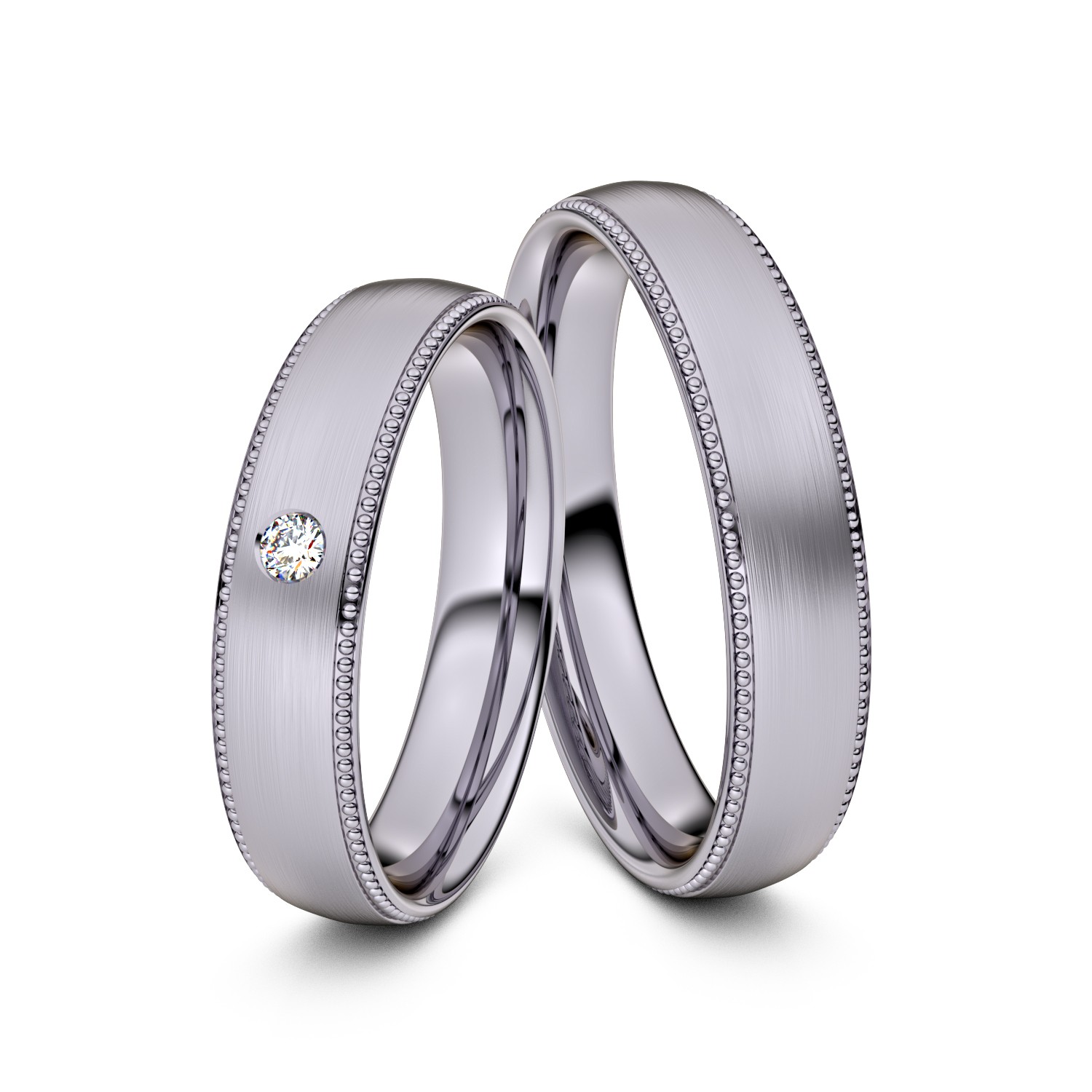 Brillanten-Trauringe Double Pearl 585er Palladium – opt. mit Gravur, Farbe, wählbarer Reinheitsstufe & hochwertigem Holzetui Unkategorisiert online kaufen