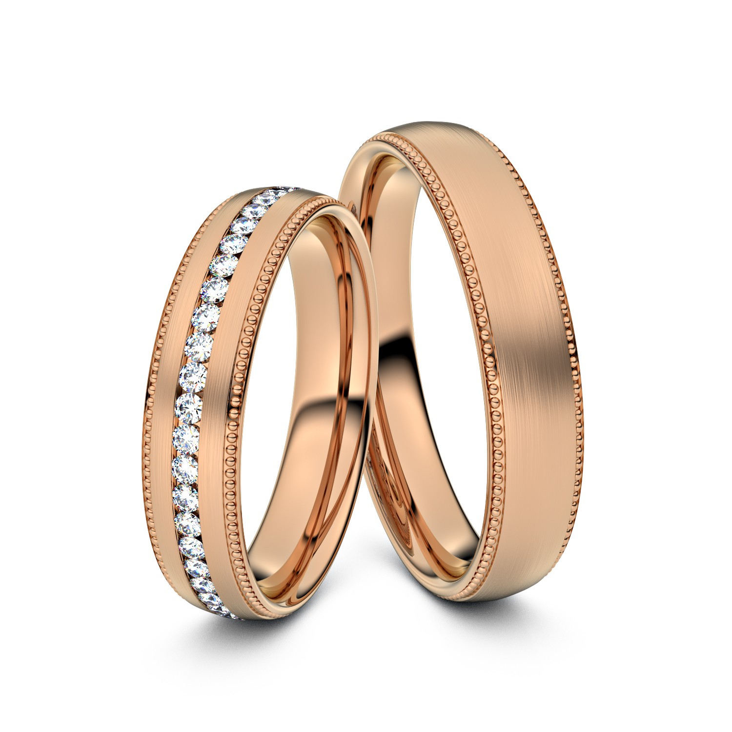 Brillanten-Trauringe Double Pearl 585er Rotgold – opt. mit Gravur, Farbe, wählbarer Reinheitsstufe & hochwertigem Holzetui Unkategorisiert online kaufen