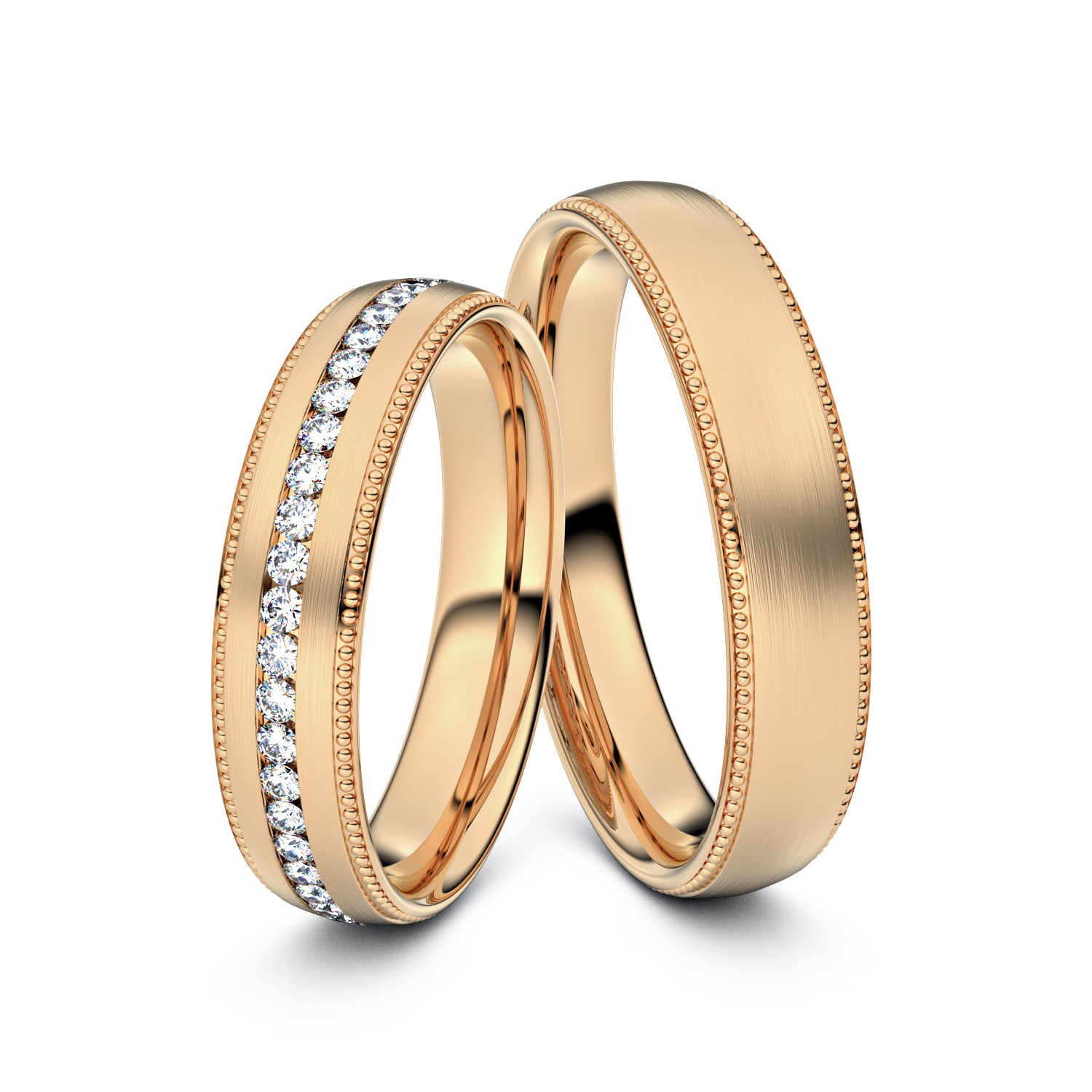 Brillanten-Trauringe Double Pearl 925er Silber (rosé-vergoldet) – opt. mit Gravur, Farbe, wählbarer Reinheitsstufe & hochwertigem Holzetui Unkategorisiert online kaufen