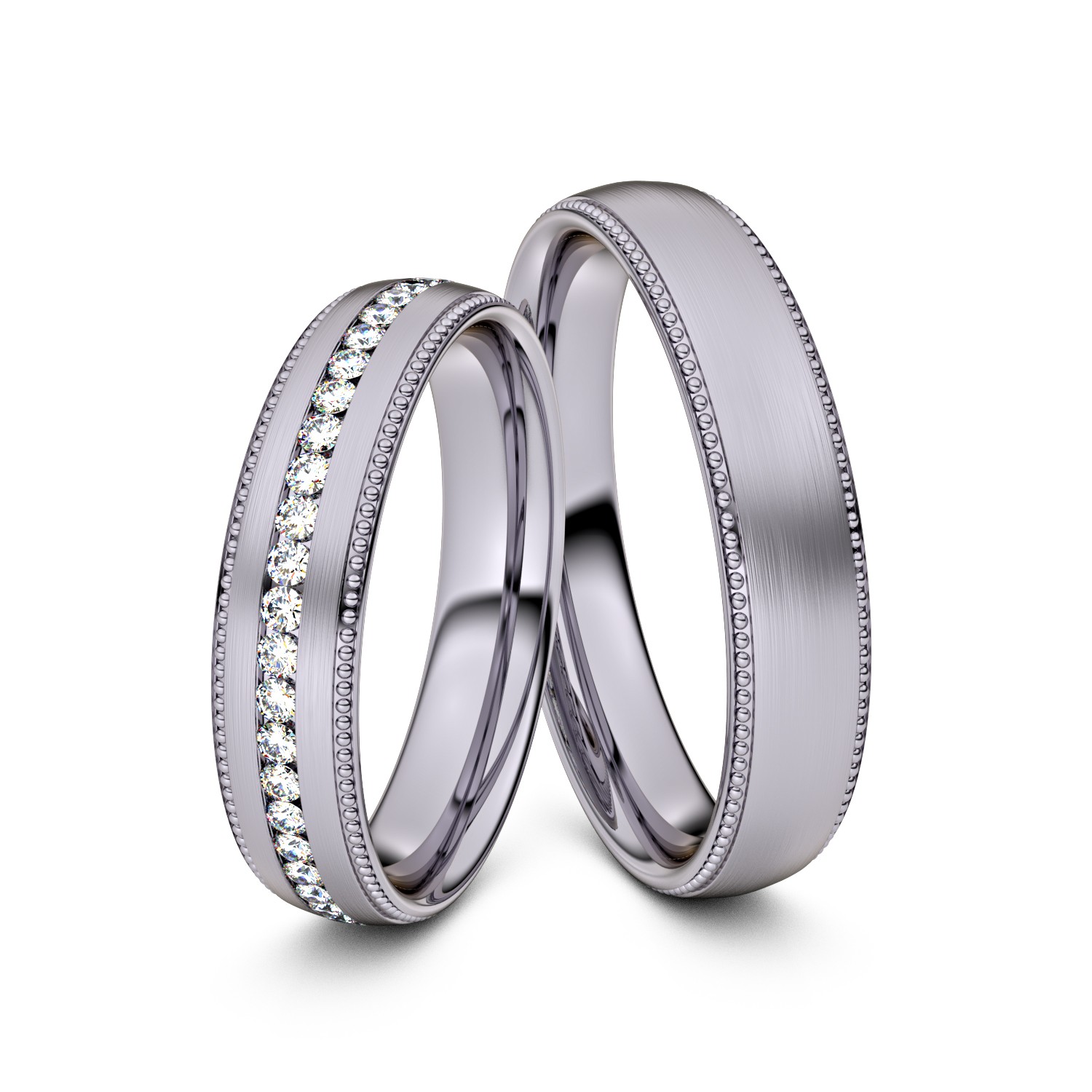 Brillanten-Trauringe Double Pearl 950er Palladium – opt. mit Gravur, Farbe, wählbarer Reinheitsstufe & hochwertigem Holzetui Unkategorisiert online kaufen