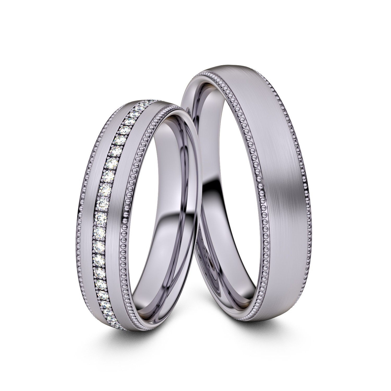 Brillanten-Trauringe Double Pearl 950er Palladium – opt. mit Gravur, Farbe, wählbarer Reinheitsstufe & hochwertigem Holzetui Unkategorisiert online kaufen