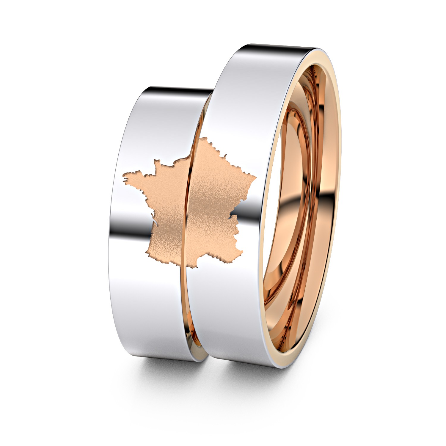 Brillanten-Trauringe Frankreich 585er Weißgold-Rotgold – opt. mit Gravur, Farbe, wählbarer Reinheitsstufe & hochwertigem Holzetui Unkategorisiert online kaufen