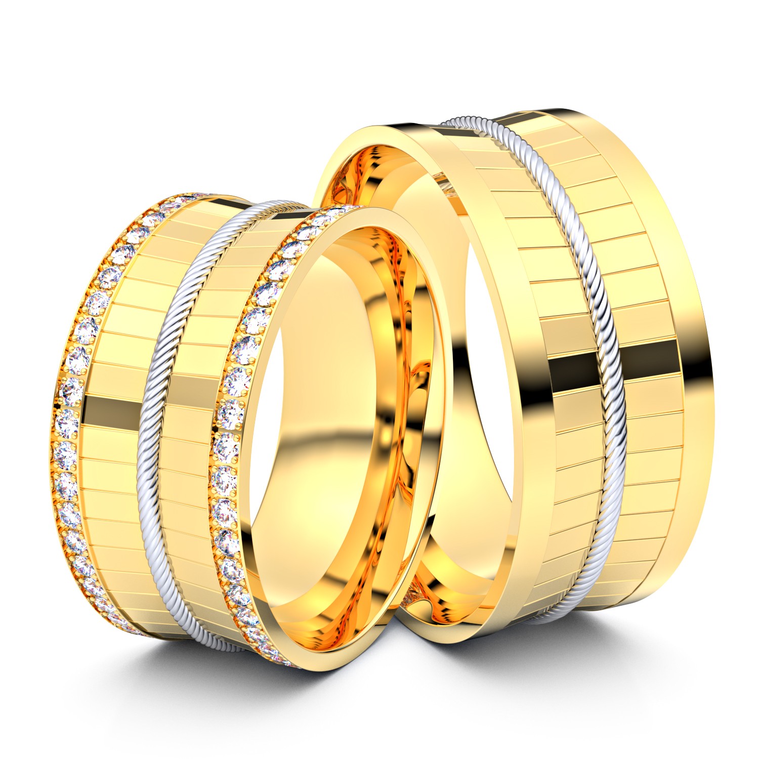 Brillanten-Trauringe geflochtenes Band 750er Gelbgold-Weißgold – opt. mit Gravur, Farbe, wählbarer Reinheitsstufe & hochwertigem Holzetui Unkategorisiert online kaufen
