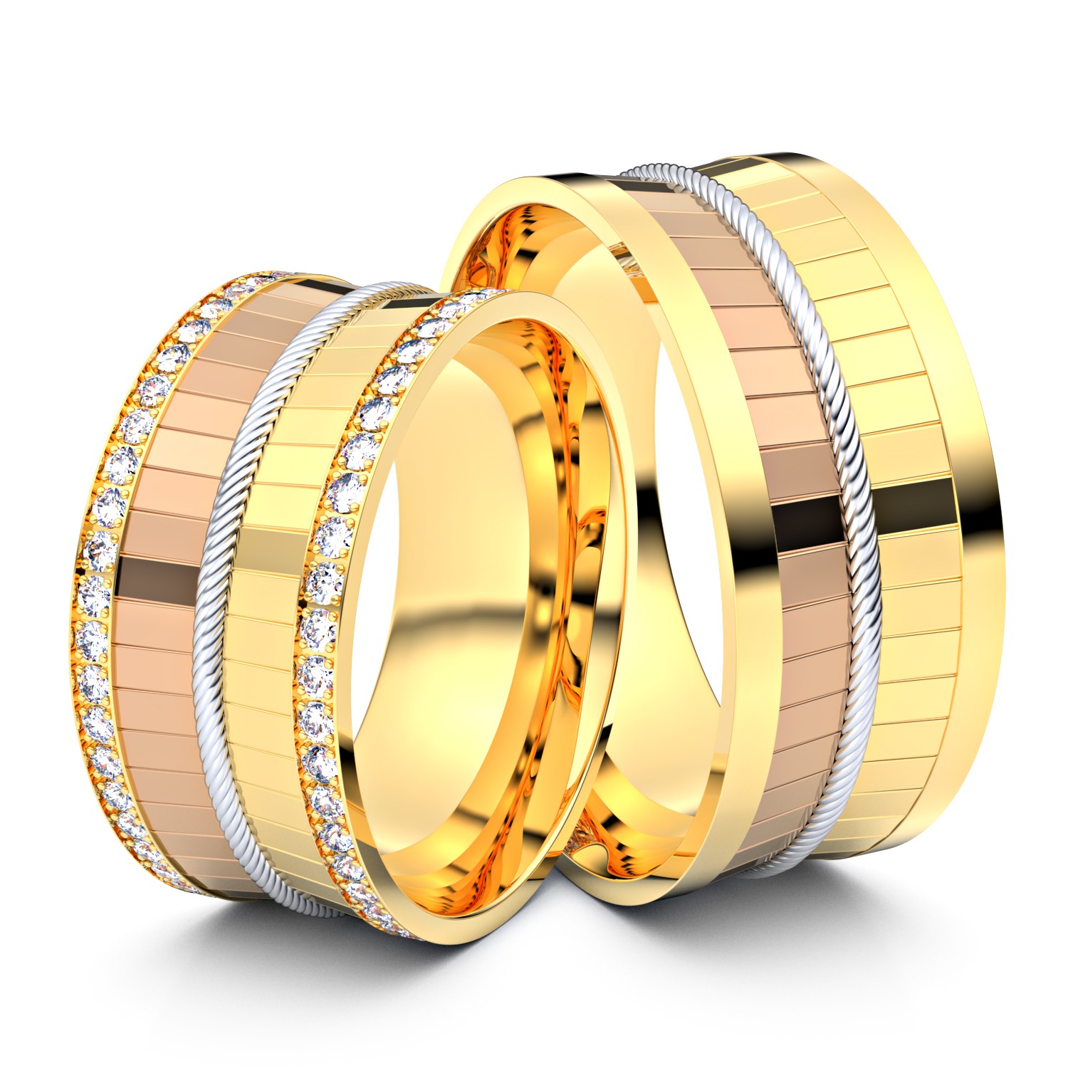 Brillanten-Trauringe geflochtenes Band 750er Gelbgold-Weissgold-Rotgold – opt. mit Gravur, Farbe, wählbarer Reinheitsstufe & hochwertigem Holzetui Unkategorisiert online kaufen