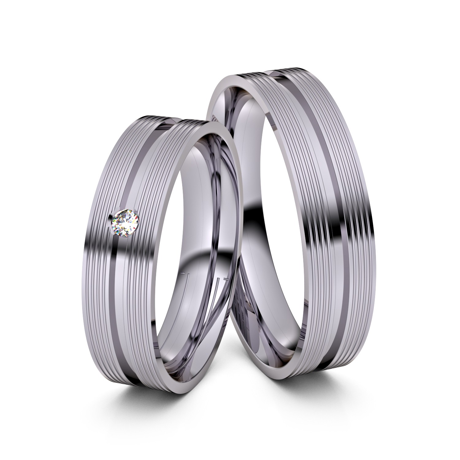 Brillanten-Trauringe Geriffelt 950er Palladium – opt. mit Gravur, Farbe, wählbarer Reinheitsstufe & hochwertigem Holzetui Unkategorisiert online kaufen