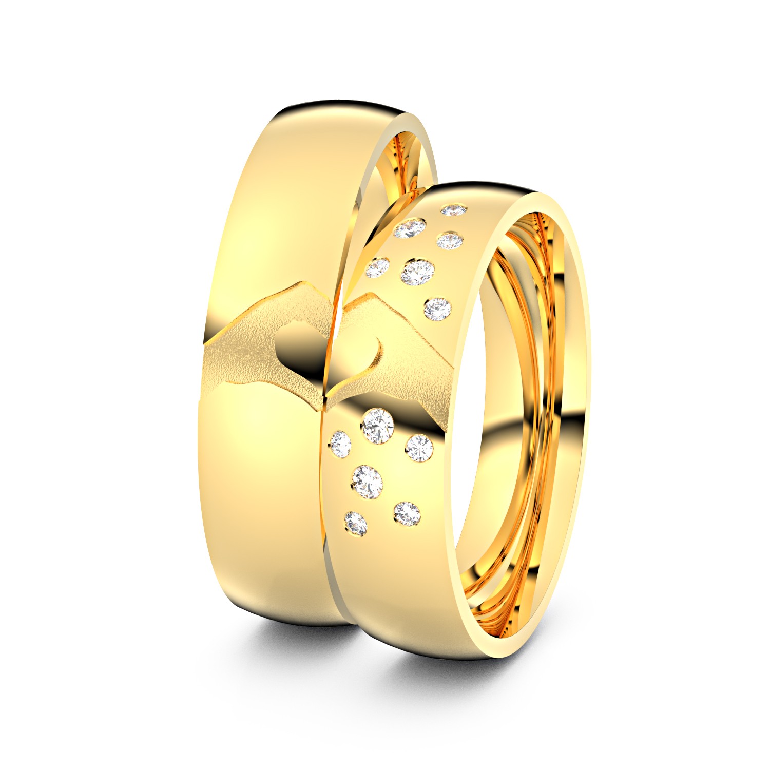 Brillanten-Trauringe Hand und Herz 750er Gelbgold – opt. mit Gravur, Farbe, wählbarer Reinheitsstufe & hochwertigem Holzetui Unkategorisiert online kaufen