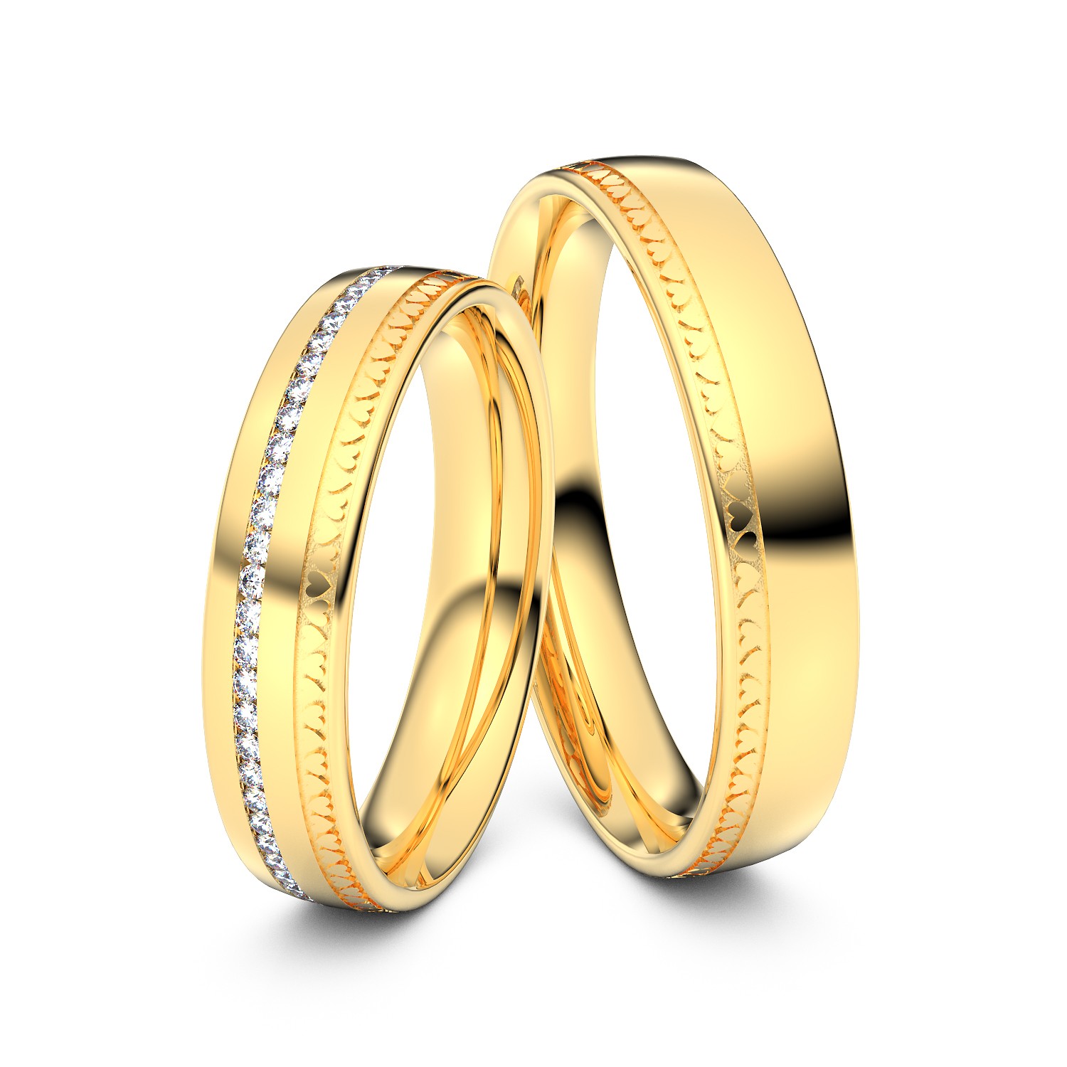 Brillanten-Trauringe Herzkranz 585er Gelbgold – opt. mit Gravur, Farbe, wählbarer Reinheitsstufe & hochwertigem Holzetui Unkategorisiert online kaufen