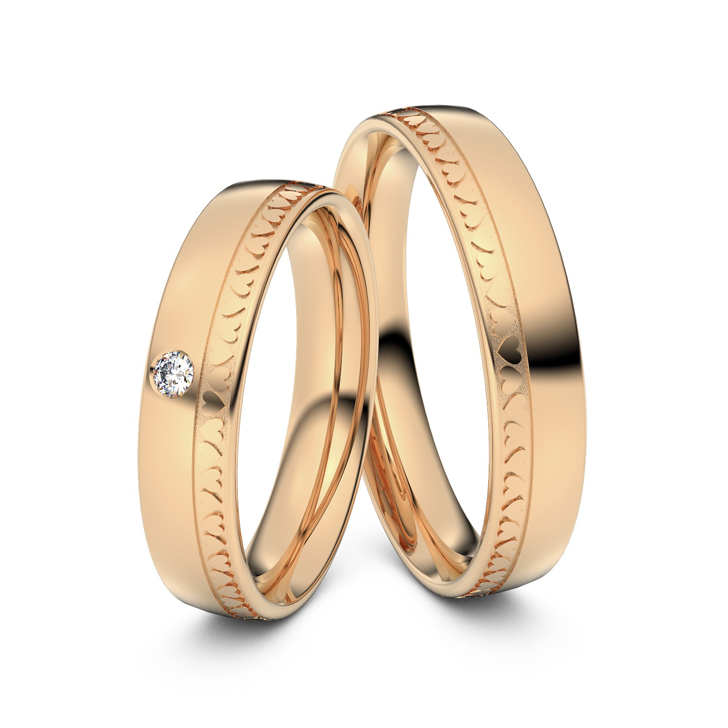 Brillanten-Trauringe Herzkranz 585er Roségold – opt. mit Gravur, Farbe, wählbarer Reinheitsstufe & hochwertigem Holzetui Unkategorisiert online kaufen