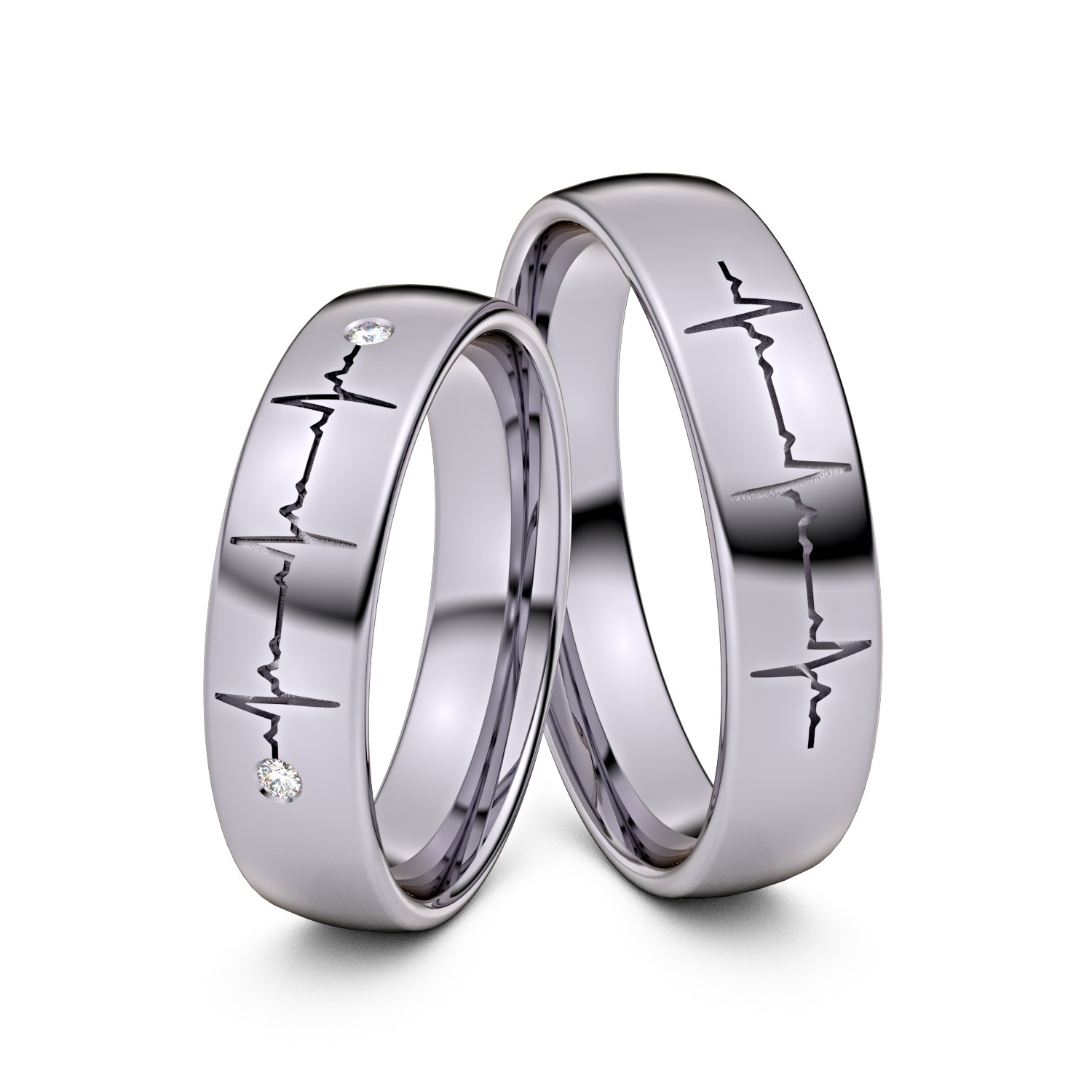 Brillanten-Trauringe Herzschlag 585er Palladium – opt. mit Gravur, Farbe, wählbarer Reinheitsstufe & hochwertigem Holzetui Unkategorisiert online kaufen