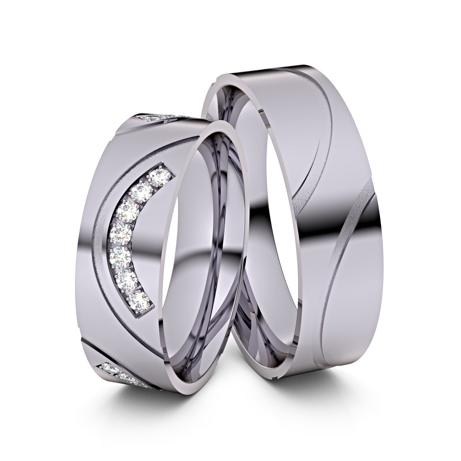 Brillanten-Trauringe Infinity Curve 585er Palladium – opt. mit Gravur, Farbe, wählbarer Reinheitsstufe & hochwertigem Holzetui Unkategorisiert online kaufen