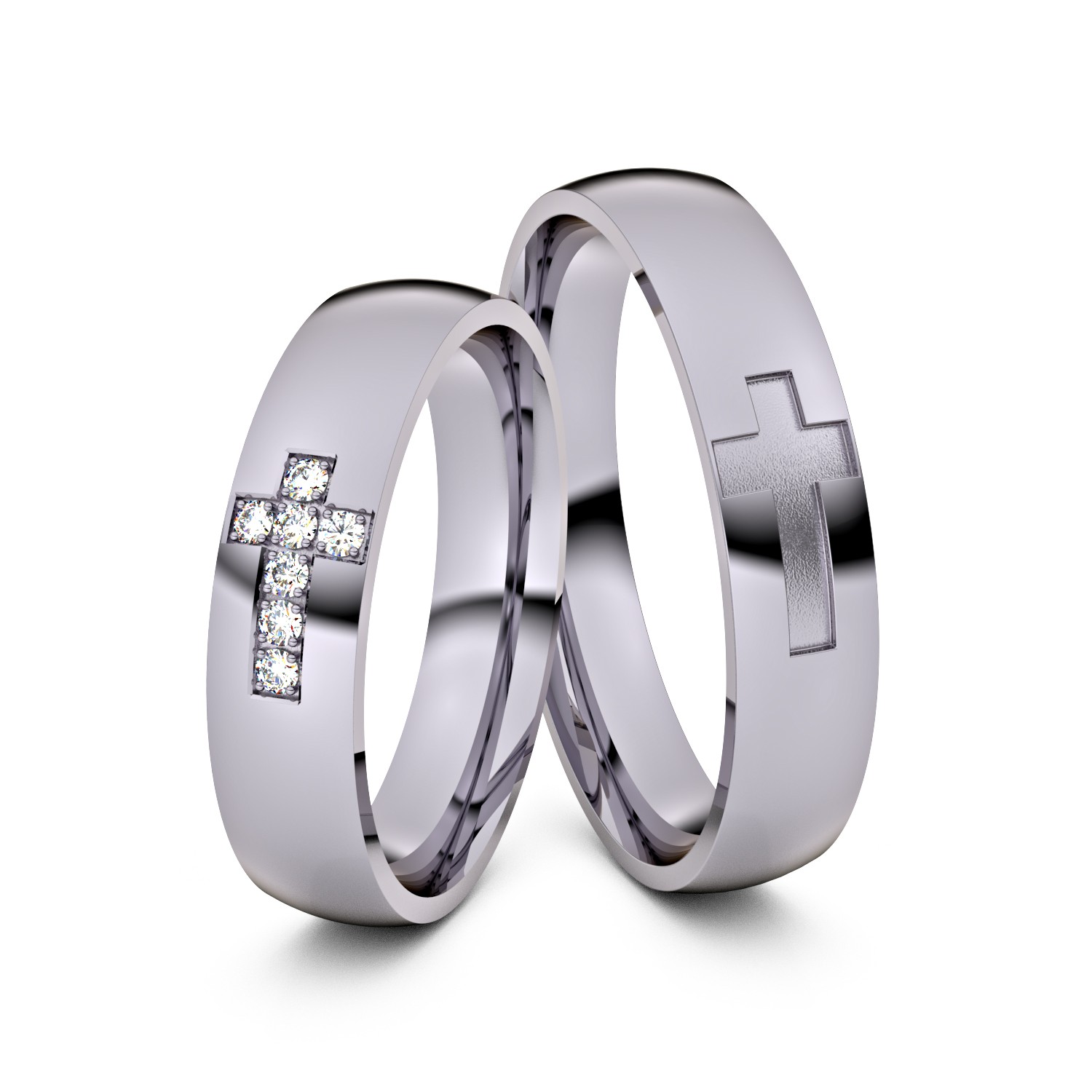 Brillanten-Trauringe Kreuz 585er Palladium – opt. mit Gravur, Farbe, wählbarer Reinheitsstufe & hochwertigem Holzetui Unkategorisiert online kaufen