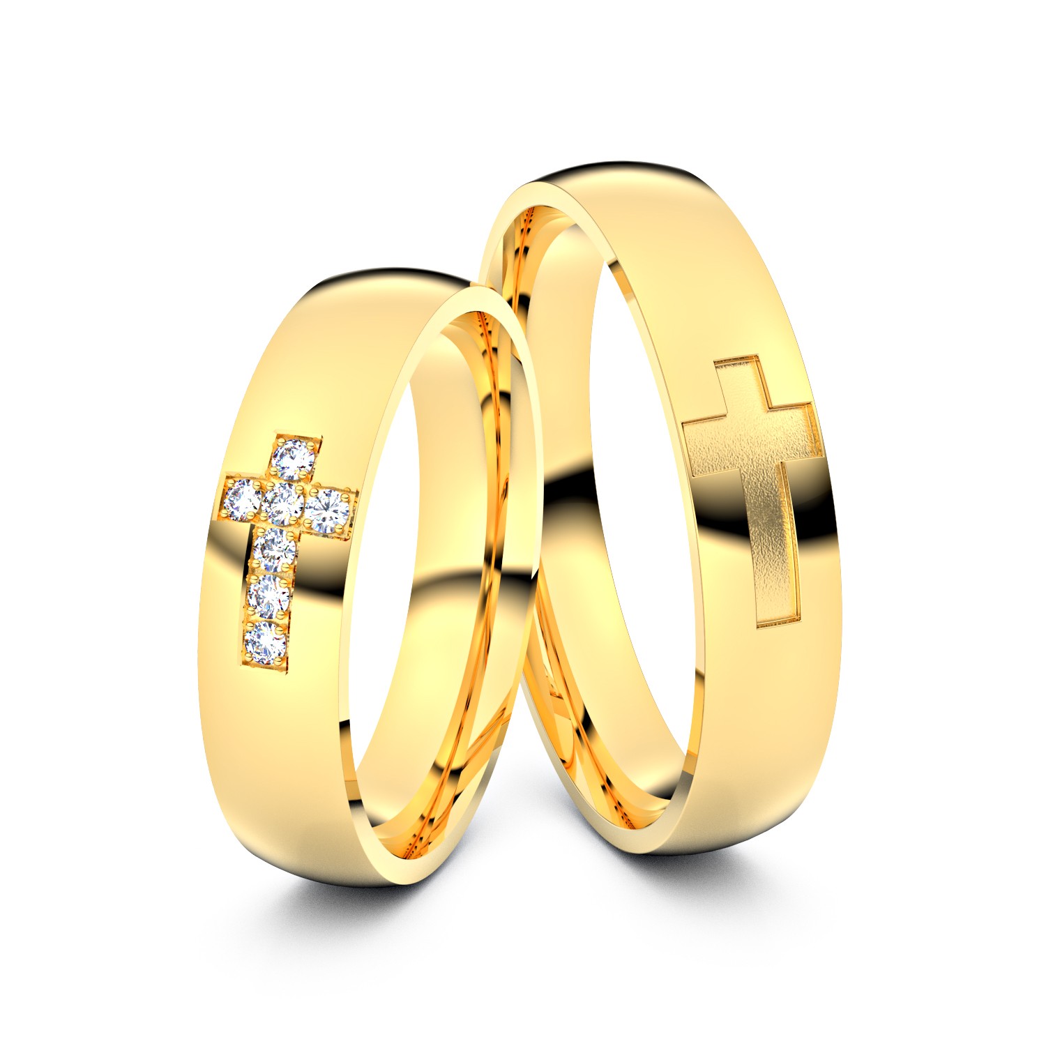 Brillanten-Trauringe Kreuz 750er Gelbgold – opt. mit Gravur, Farbe, wählbarer Reinheitsstufe & hochwertigem Holzetui Unkategorisiert online kaufen