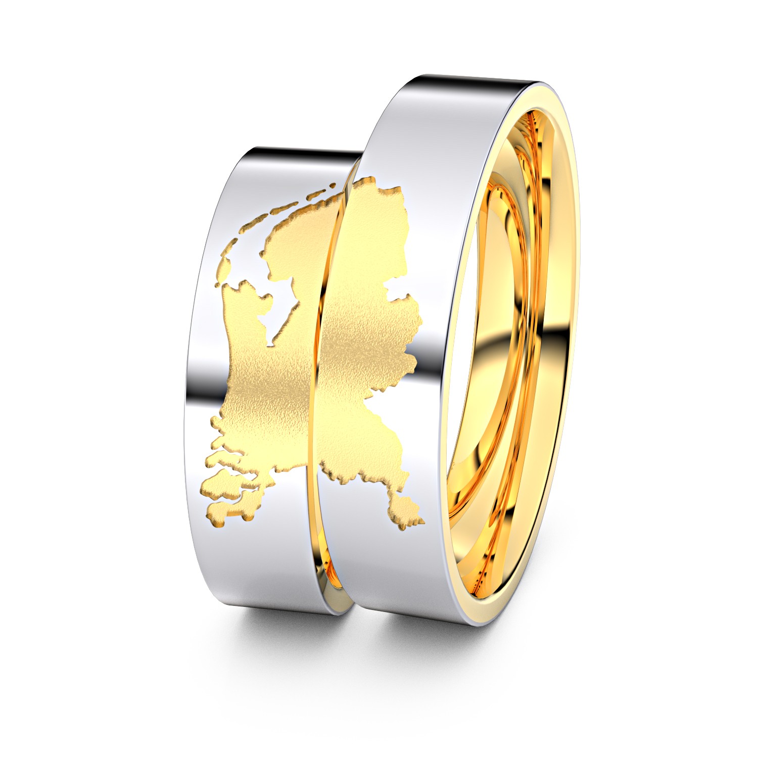 Brillanten-Trauringe Niederlande 750er Weißgold-Gelbgold – opt. mit Gravur, Farbe, wählbarer Reinheitsstufe & hochwertigem Holzetui Unkategorisiert Produktbild