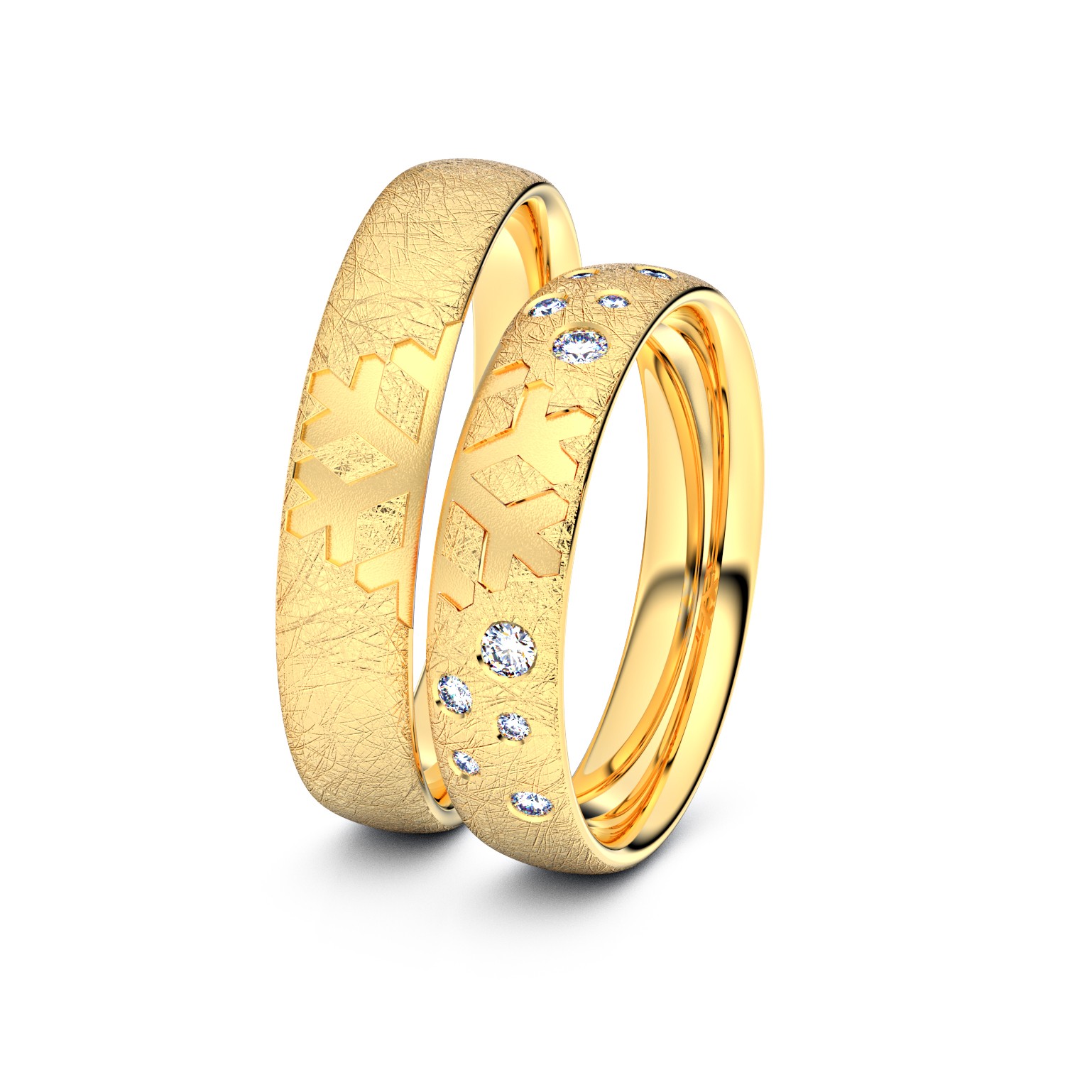 Brillanten-Trauringe Schneeflocke 585er Gelbgold – opt. mit Gravur, Farbe, wählbarer Reinheitsstufe & hochwertigem Holzetui Unkategorisiert online kaufen
