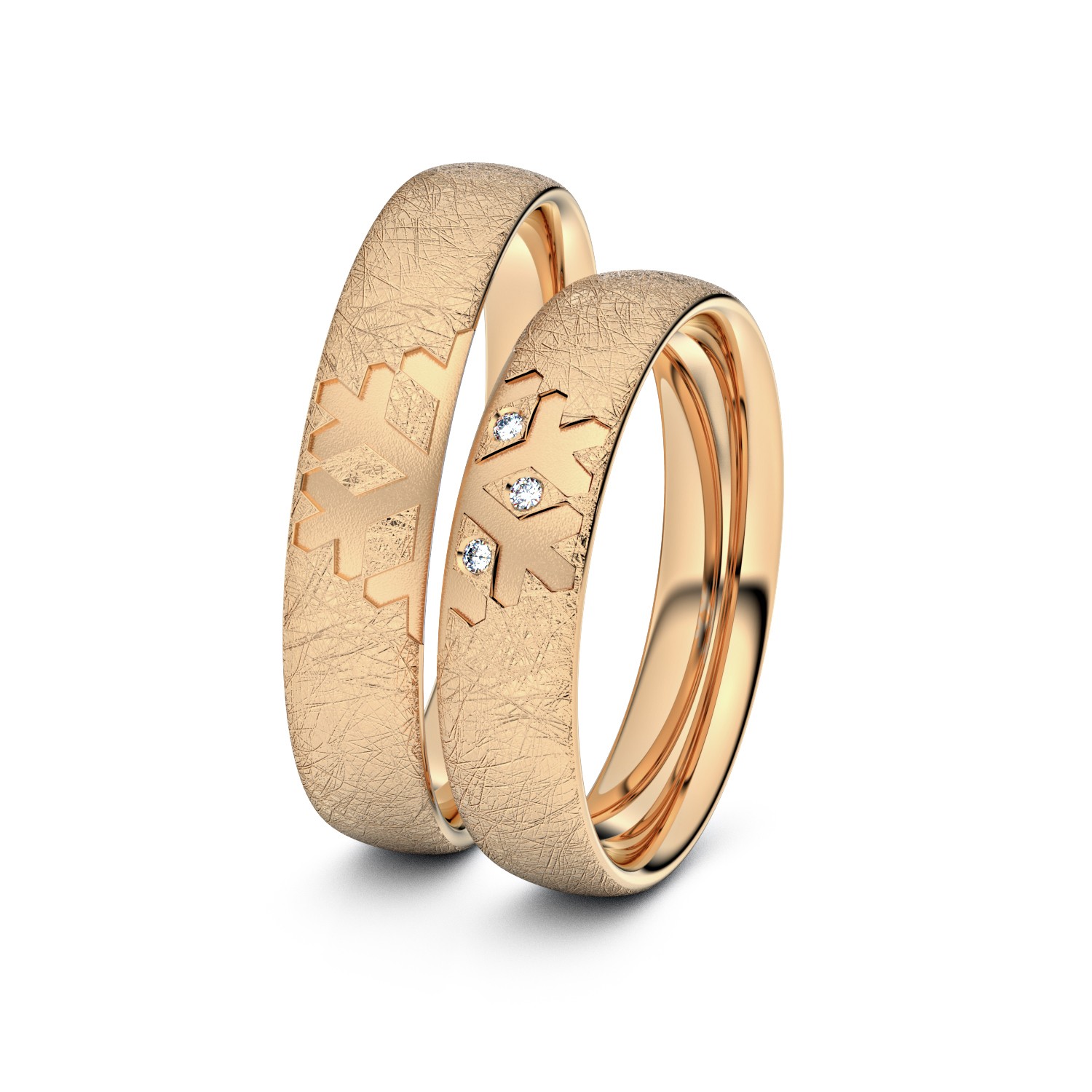 Brillanten-Trauringe Schneeflocke 750er Roségold – opt. mit Gravur, Farbe, wählbarer Reinheitsstufe & hochwertigem Holzetui Unkategorisiert online kaufen