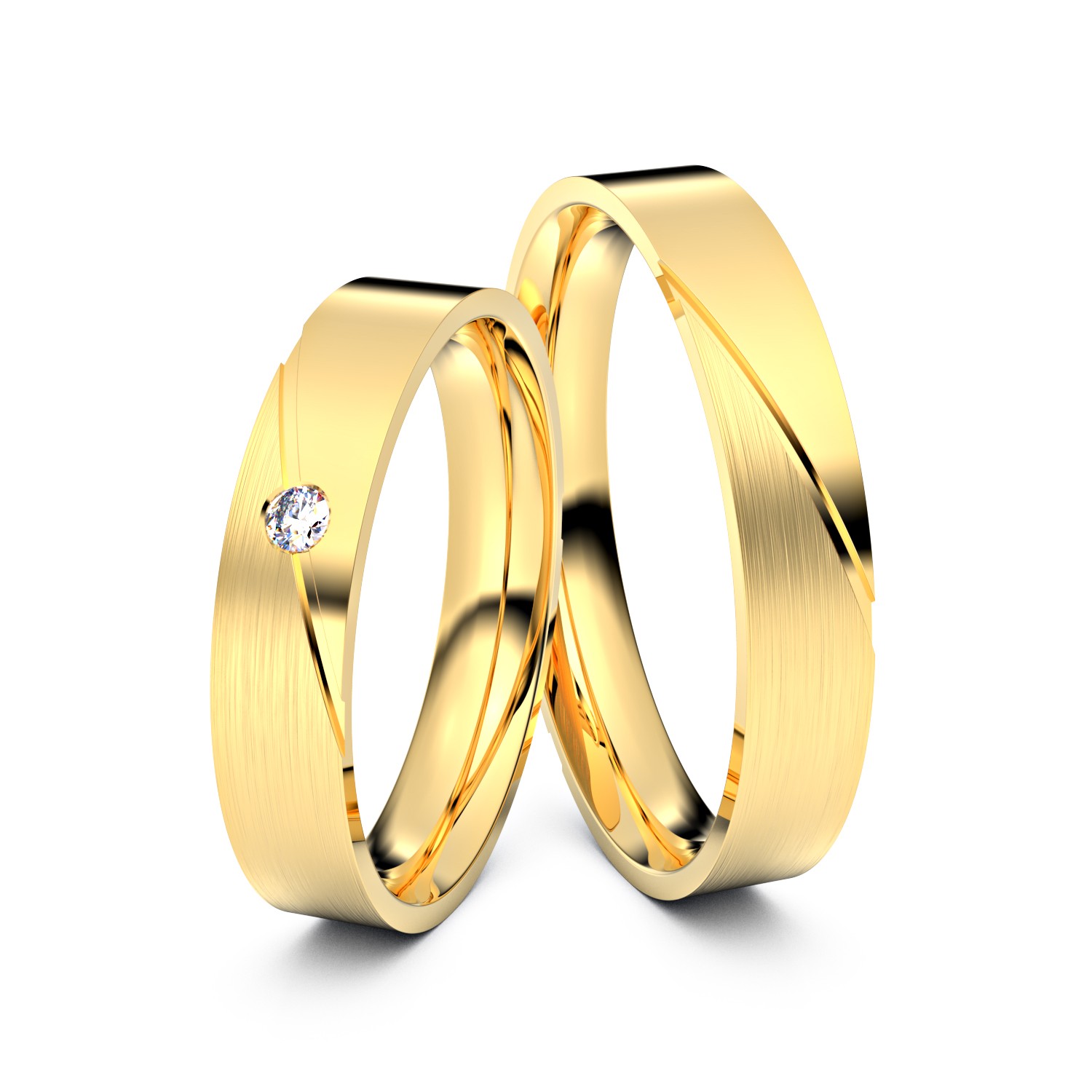 Brillanten-Trauringe Schräge Fuge 585er Gelbgold – opt. mit Gravur, Farbe, wählbarer Reinheitsstufe & hochwertigem Holzetui Unkategorisiert online kaufen