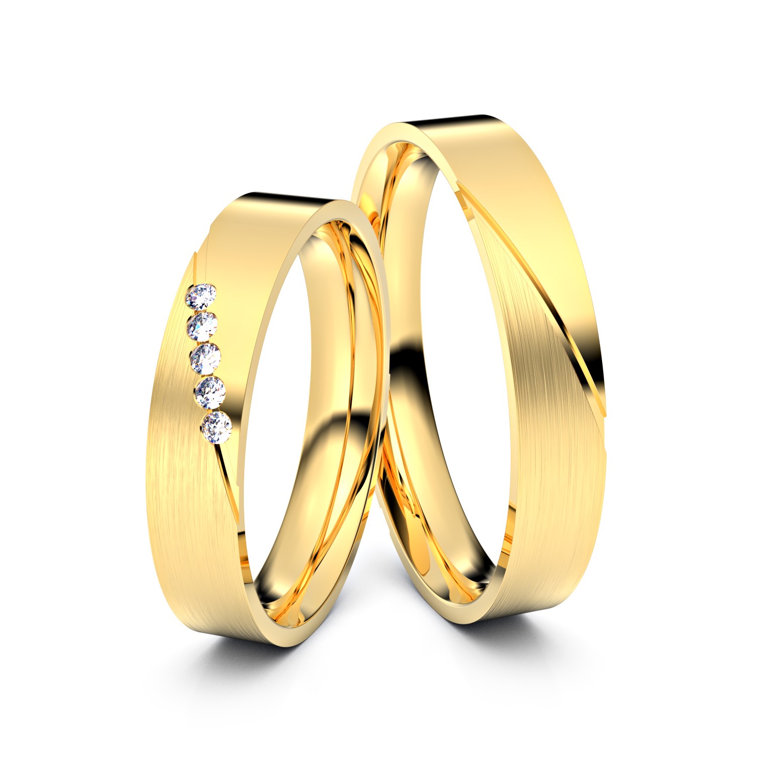 Brillanten-Trauringe Schräge Fuge 585er Gelbgold – opt. mit Gravur, Farbe, wählbarer Reinheitsstufe & hochwertigem Holzetui Unkategorisiert online kaufen