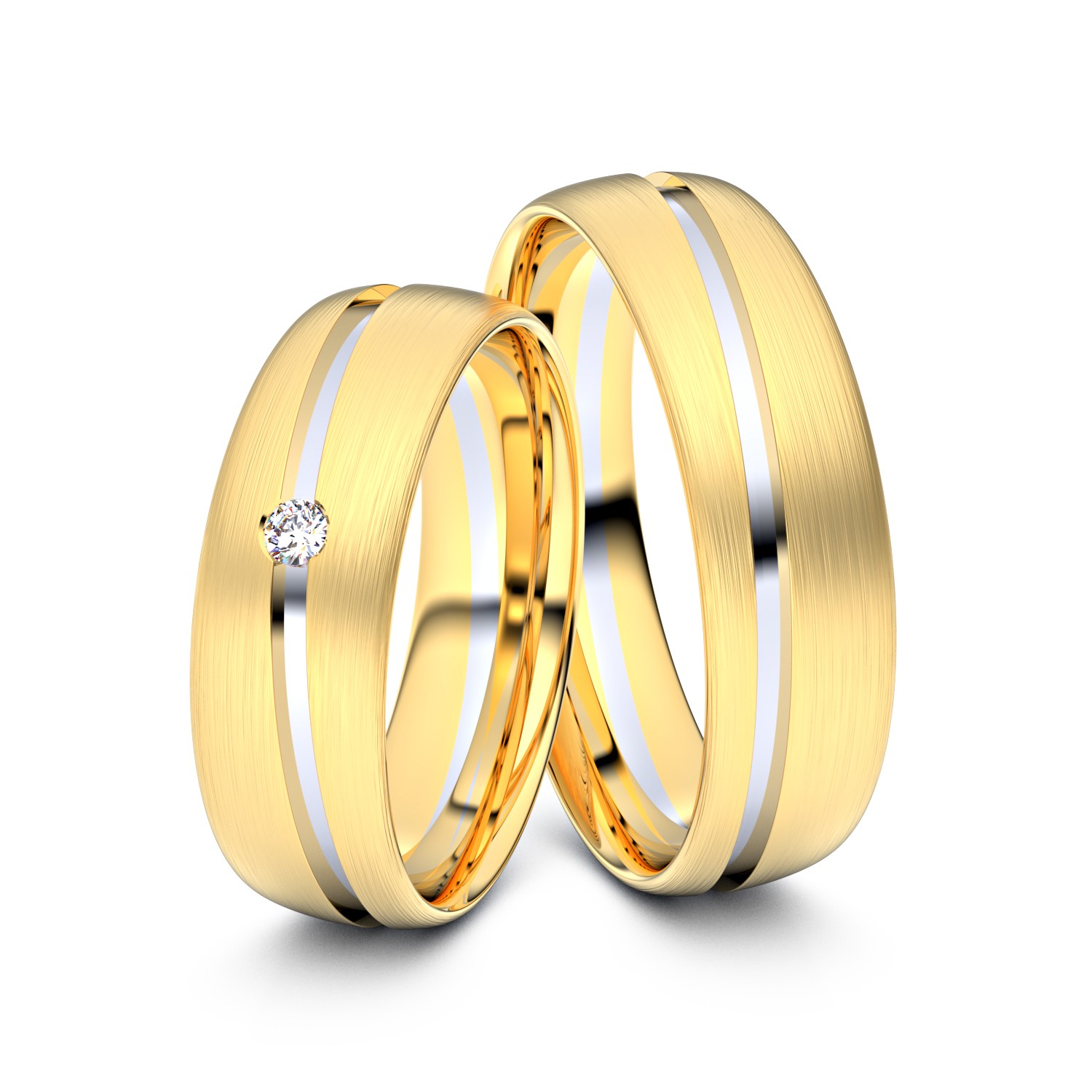 Brillanten-Trauringe Schräge Fuge 585er Gelbgold-Weißgold – opt. mit Gravur, Farbe, wählbarer Reinheitsstufe & hochwertigem Holzetui Unkategorisiert online kaufen