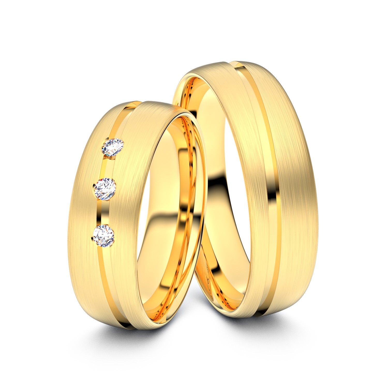 Brillanten-Trauringe Schräge Fuge 750er Gelbgold – opt. mit Gravur, Farbe, wählbarer Reinheitsstufe & hochwertigem Holzetui Unkategorisiert online kaufen