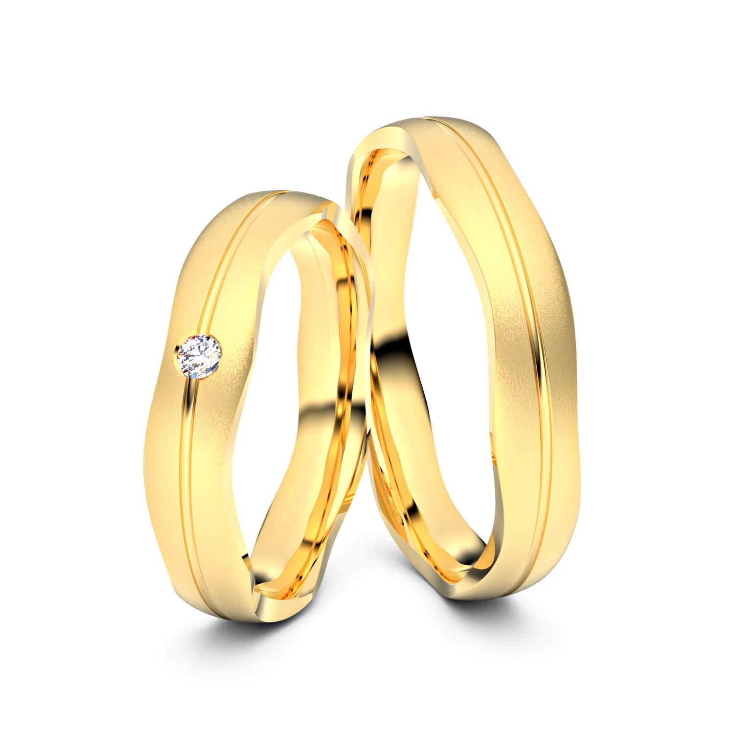 Brillanten-Trauringe Small Wavy 333er Gelbgold – opt. mit Gravur, Farbe, wählbarer Reinheitsstufe & hochwertigem Holzetui Unkategorisiert online kaufen