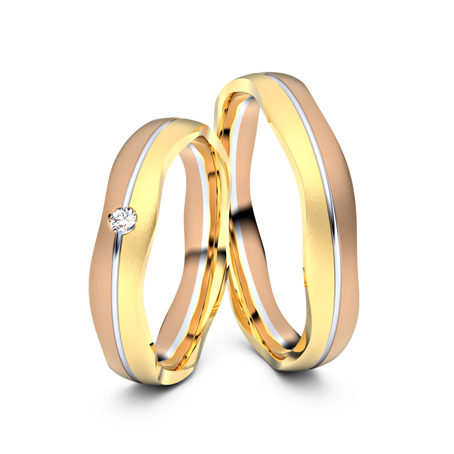 Brillanten-Trauringe Small Wavy 585er Gelbgold-Weissgold-Rotgold – opt. mit Gravur, Farbe, wählbarer Reinheitsstufe & hochwertigem Holzetui Unkategorisiert online kaufen